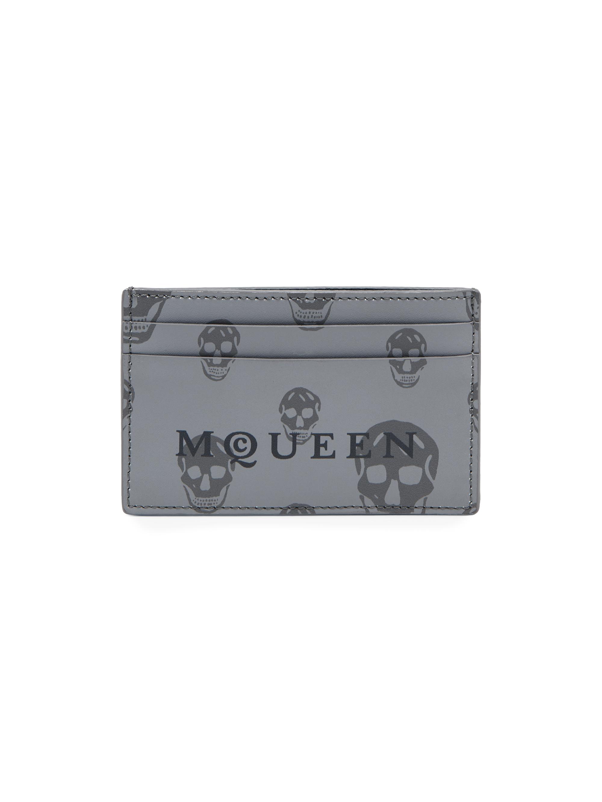 McQueen Men's Skull Leather Card Case - Dark Grey