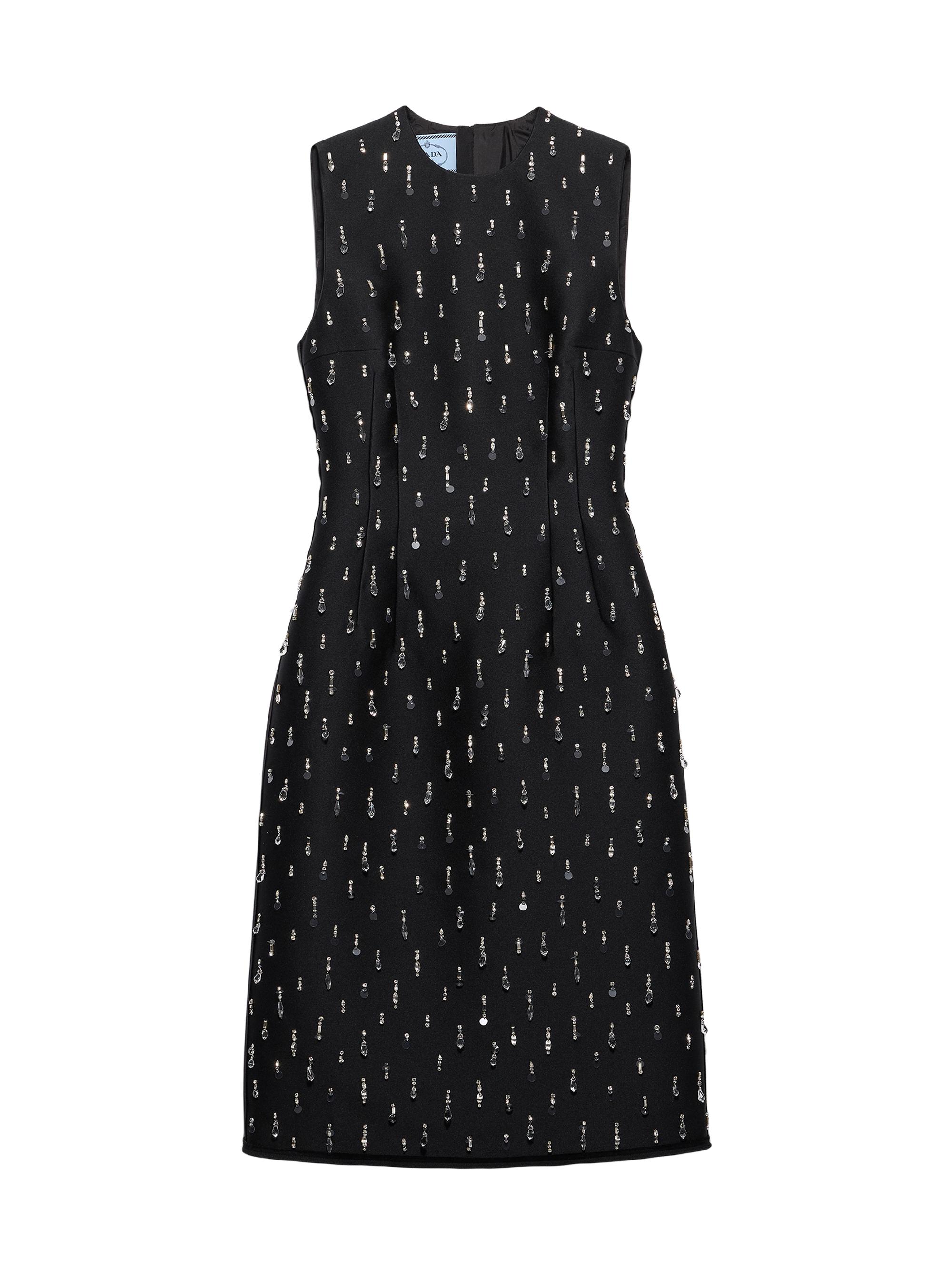 Prada Women's Embroidered Scuba Dress - Black