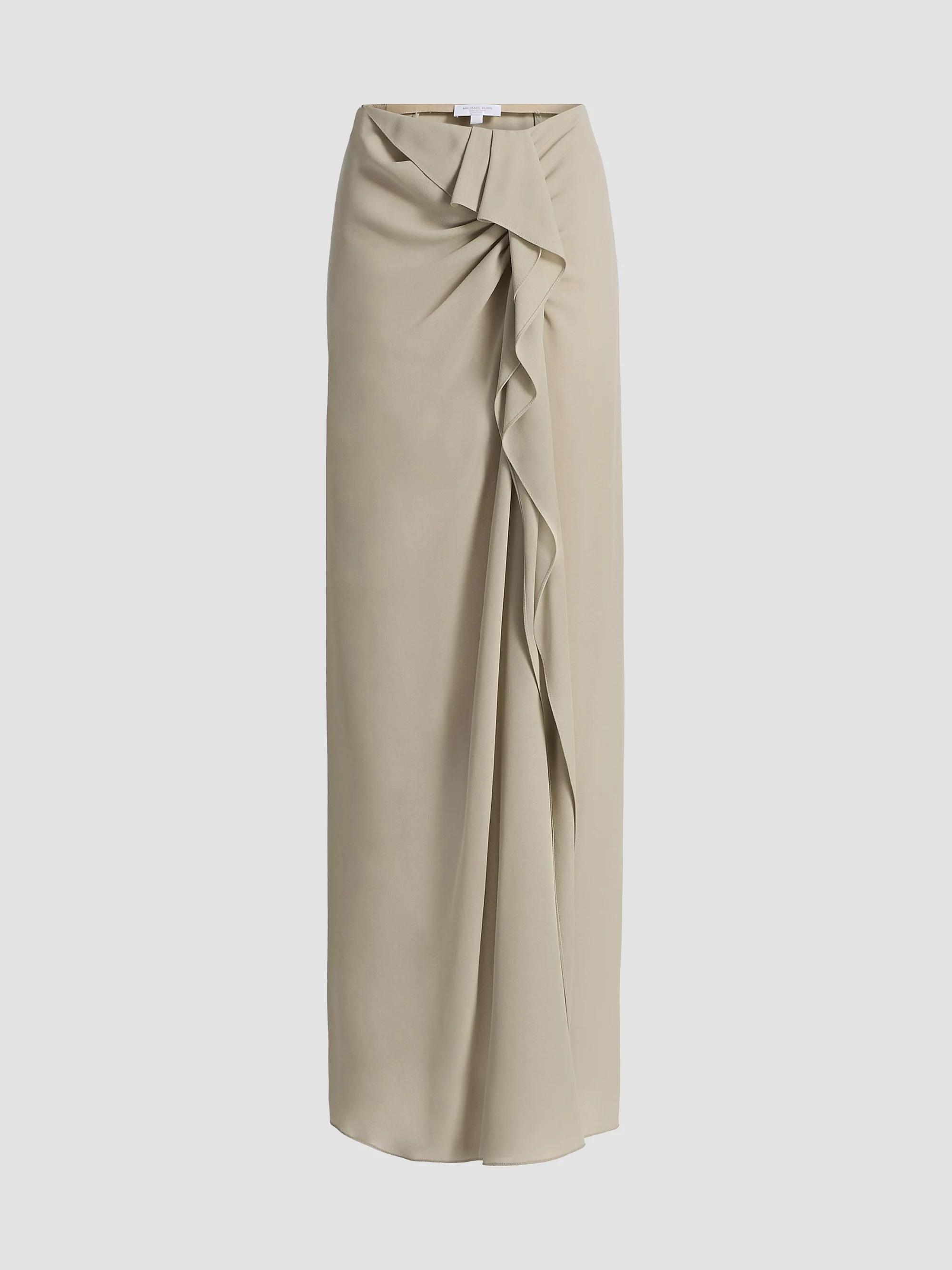 Women's Draped Wool Crepe Pareo Skirt - Almond - Size 0