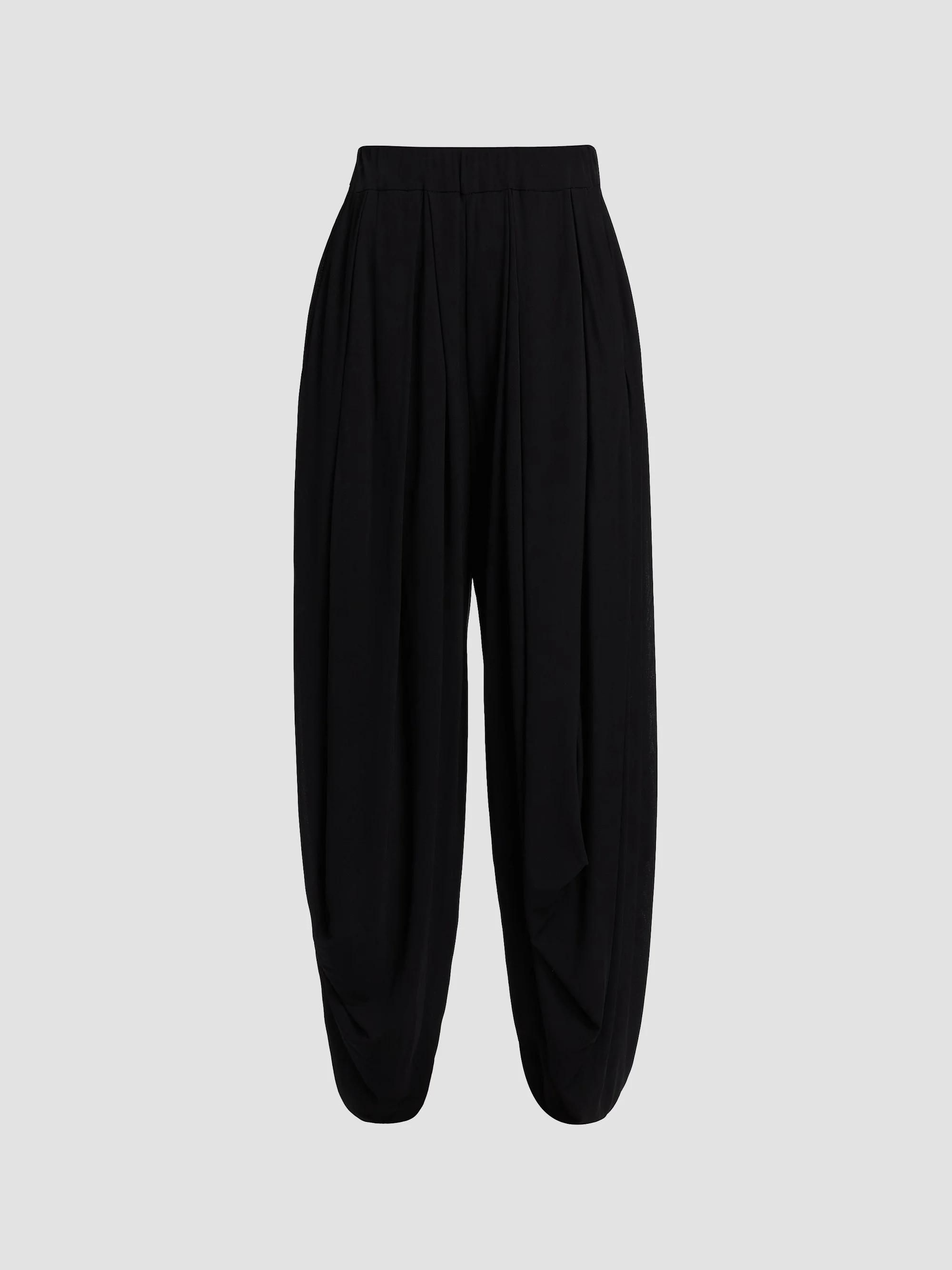 Women's Jersey Draped Trousers - Black - Size Medium