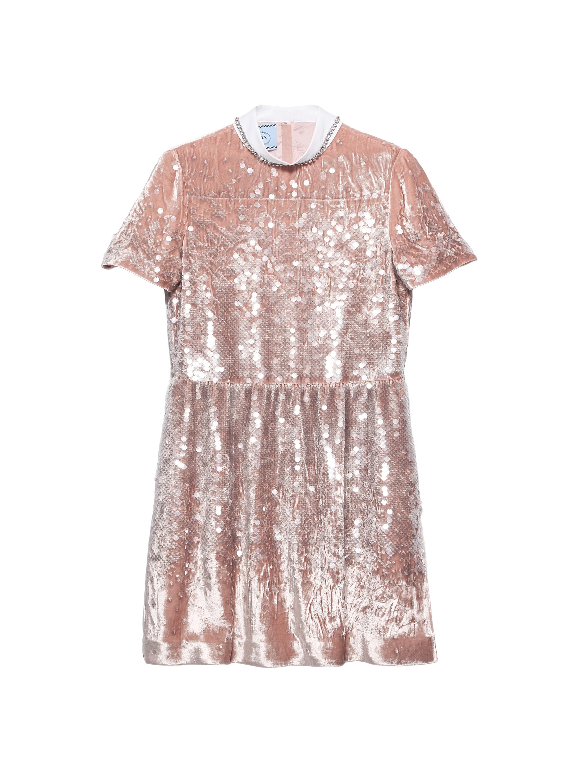 Prada Women's Sequined Velvet Mini-Dress - Pink