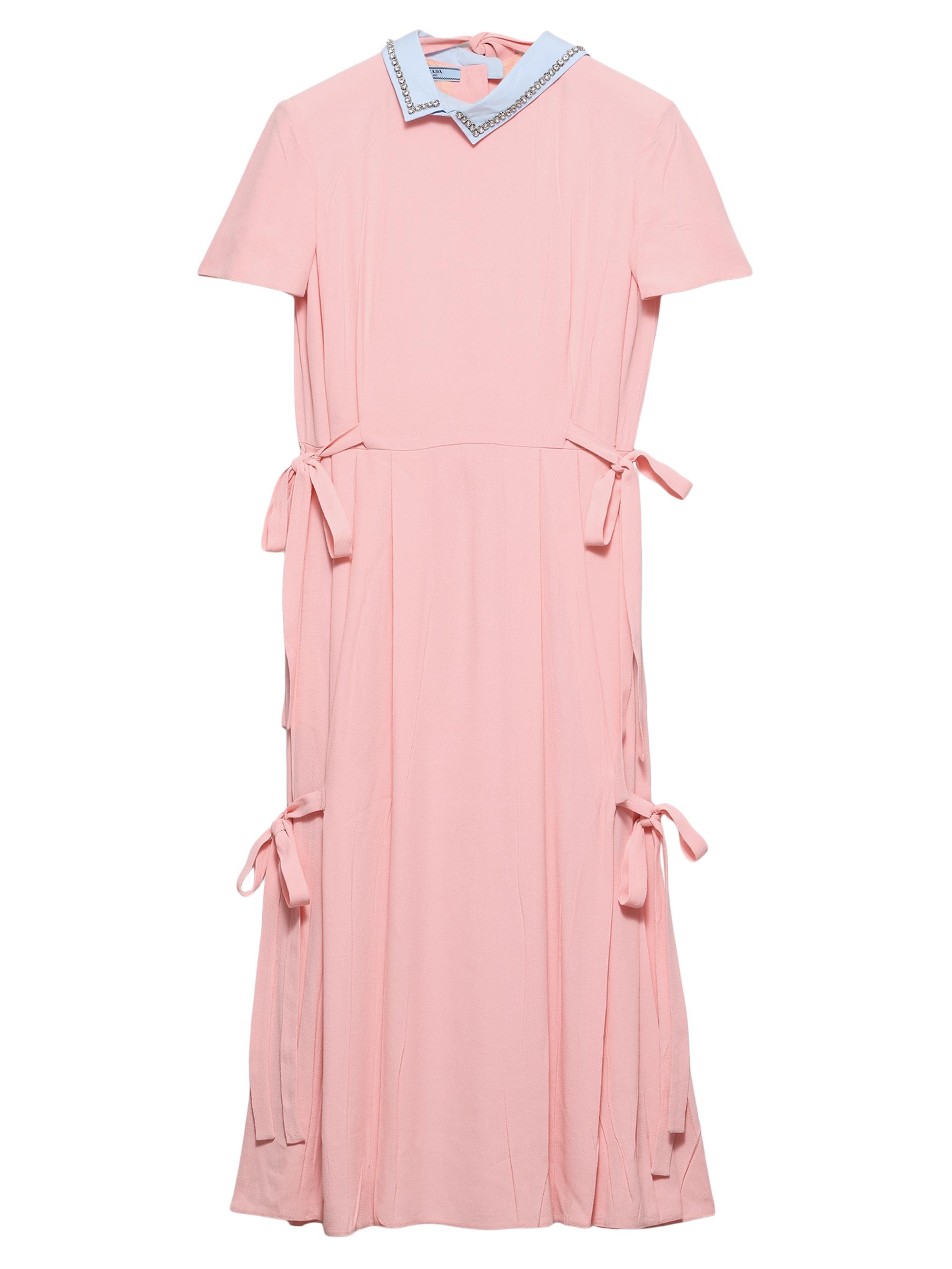Prada Women's Embroidered Marocain Crepe Dress - Pink