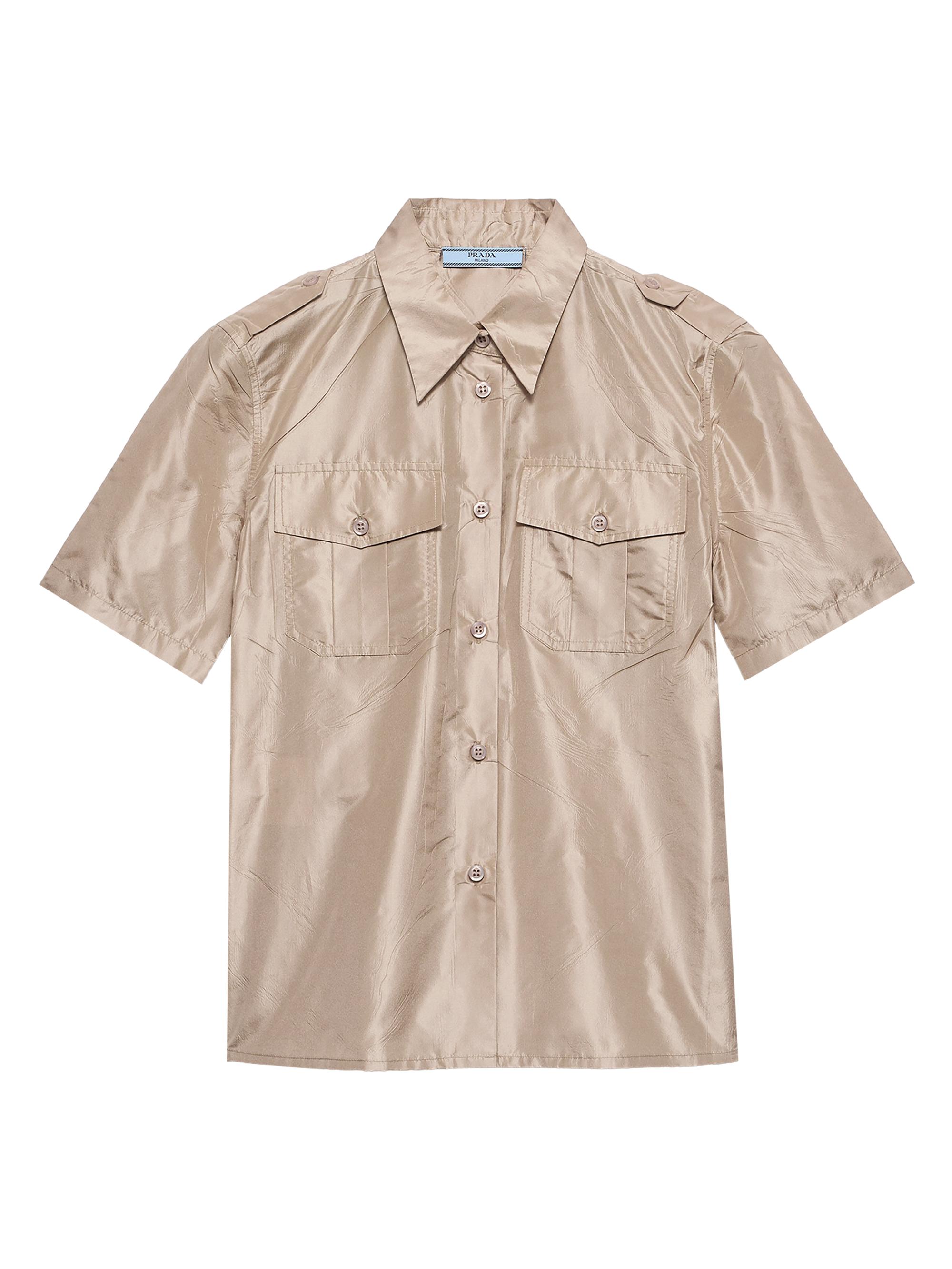 Prada Women's Short-Sleeved Taffeta Shirt - Beige