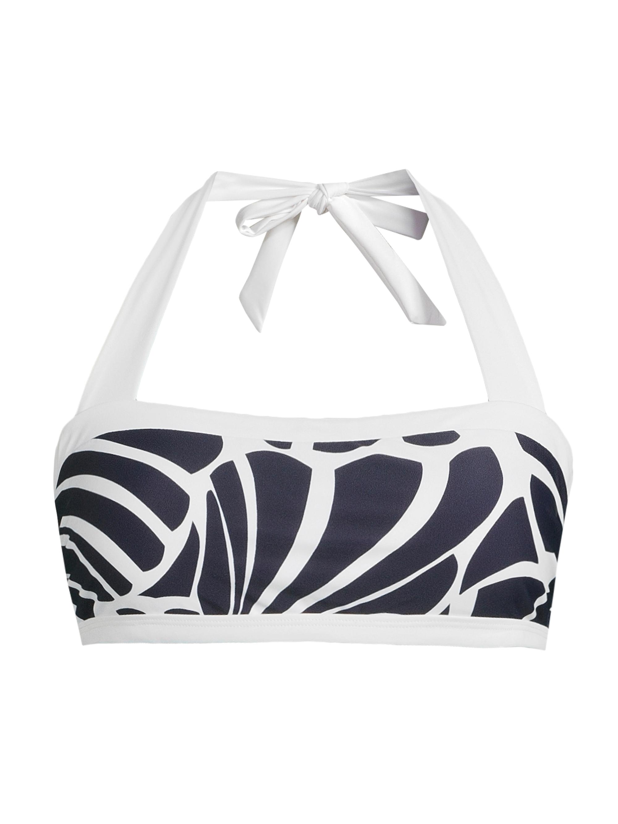 Milly Women's Abstract Kai Print Bandeau Halter Top - Navy White