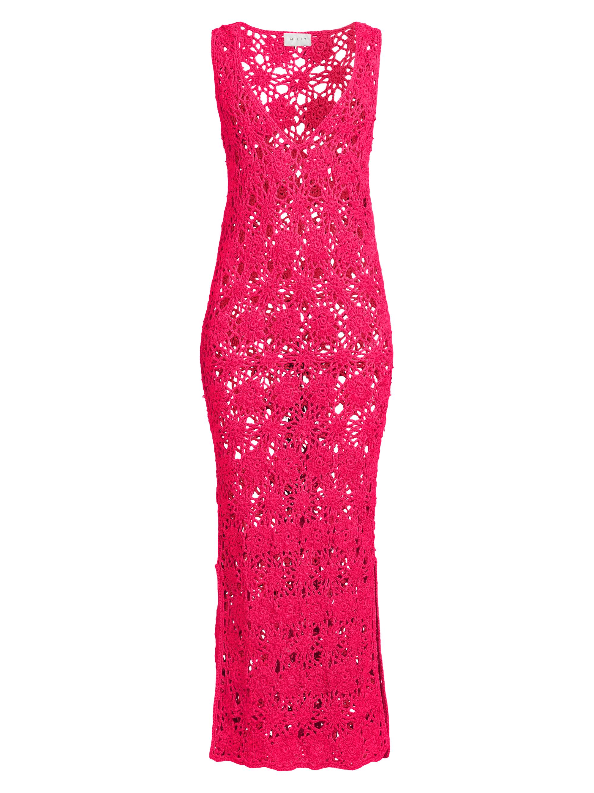 Milly Women's Floral Crochet Cover-Up Midi-Dress - Pink