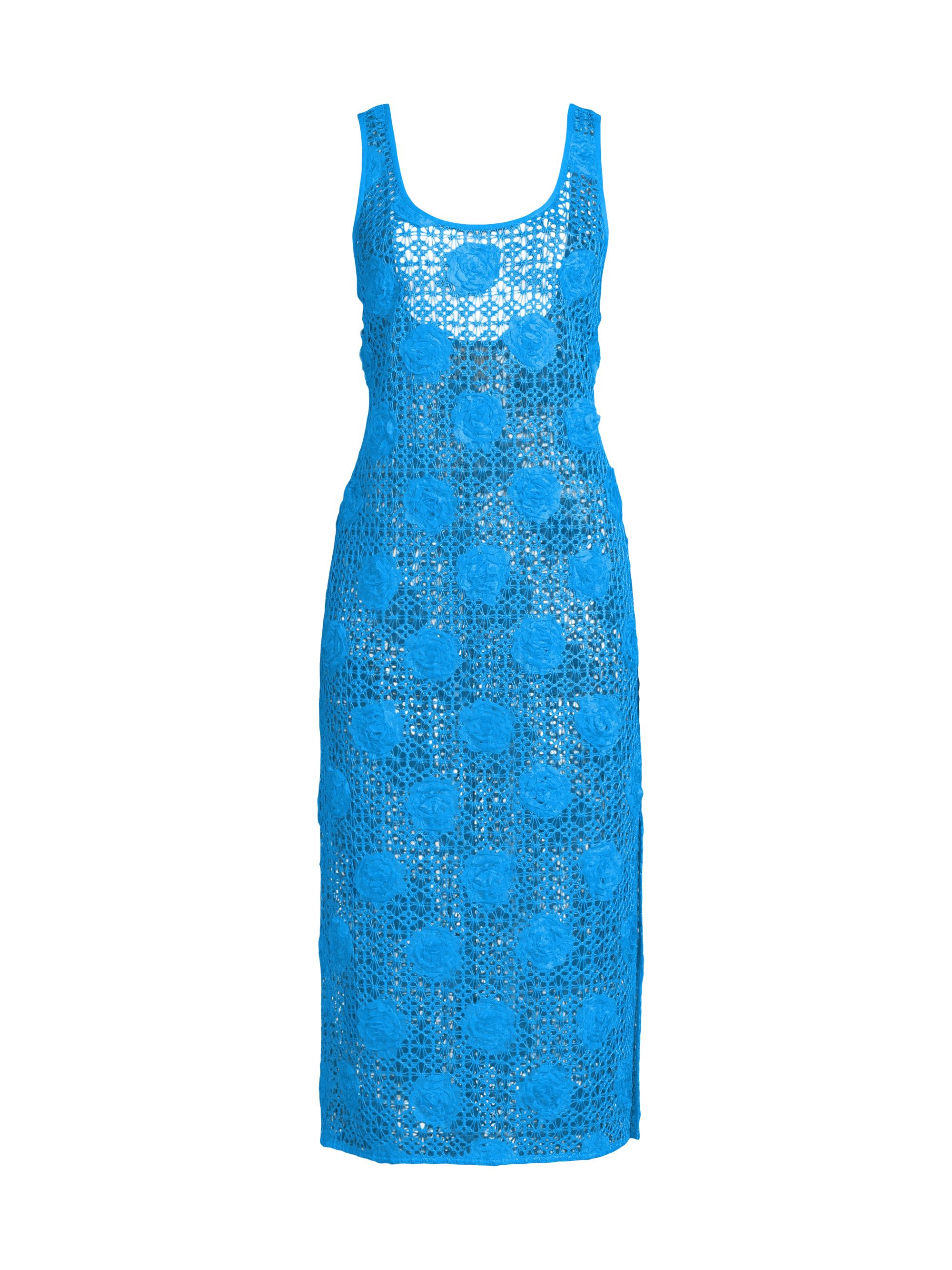 Milly Women's 3D Floral Crochet Cover-Up Dress - Blue