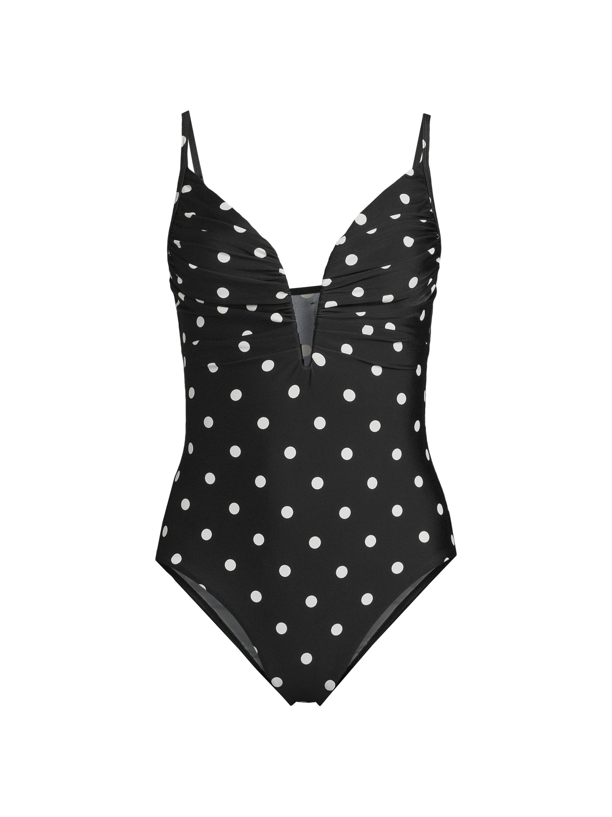 Milly Women's Polka Dot V-Wire One-Piece Swimsuit - Black White