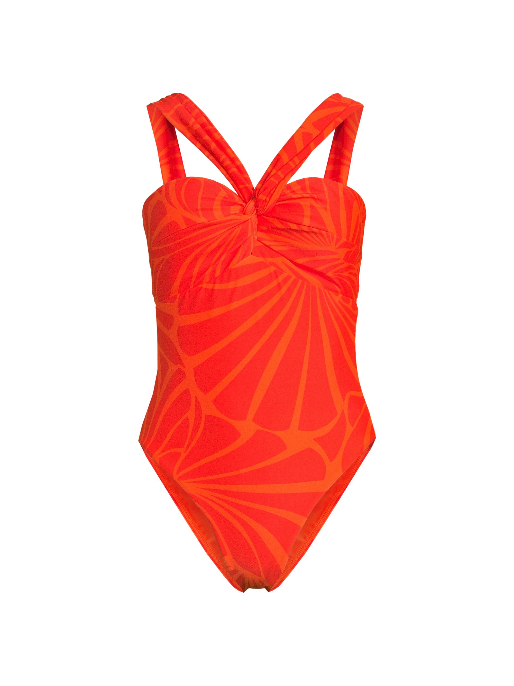 Milly Women's Betsy Abstract Kai Print Bandeau One-Piece Swimsuit - Orange Multi