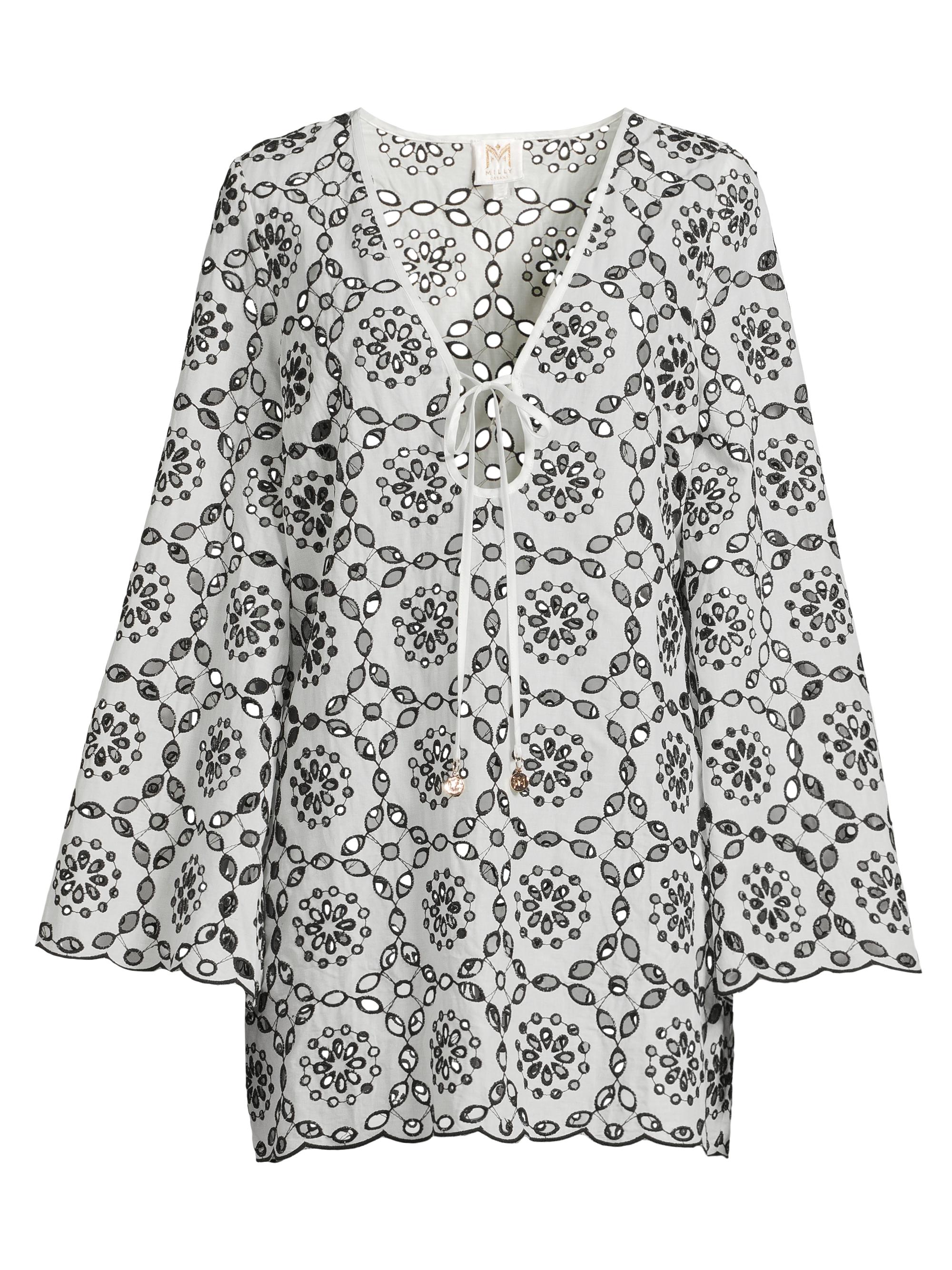 Milly Women's Viara Two Tone Circle Eyelet Minidress - White Black