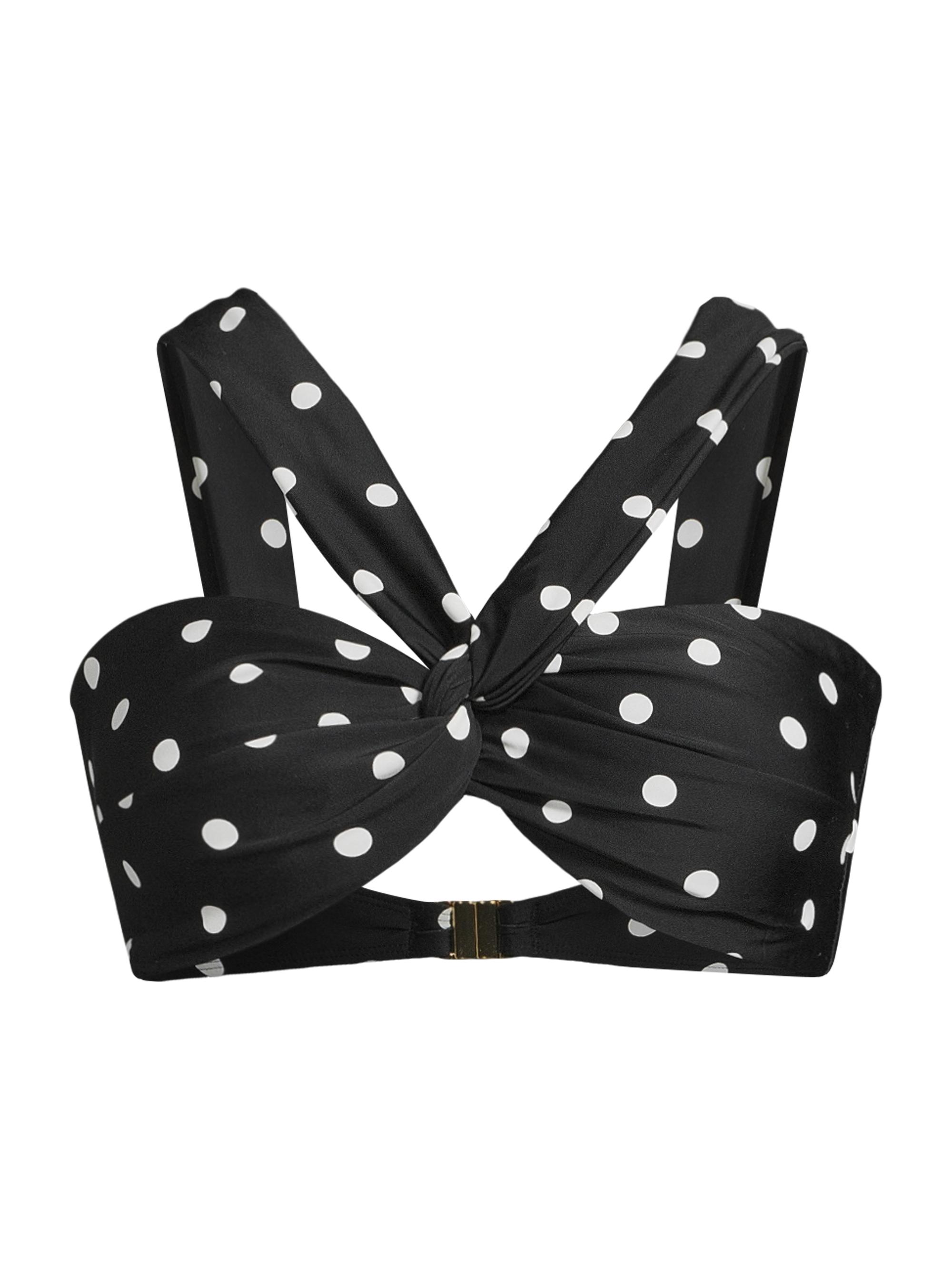 Milly Women's Olivia Polka Dot Draped Bikini Top - Black White