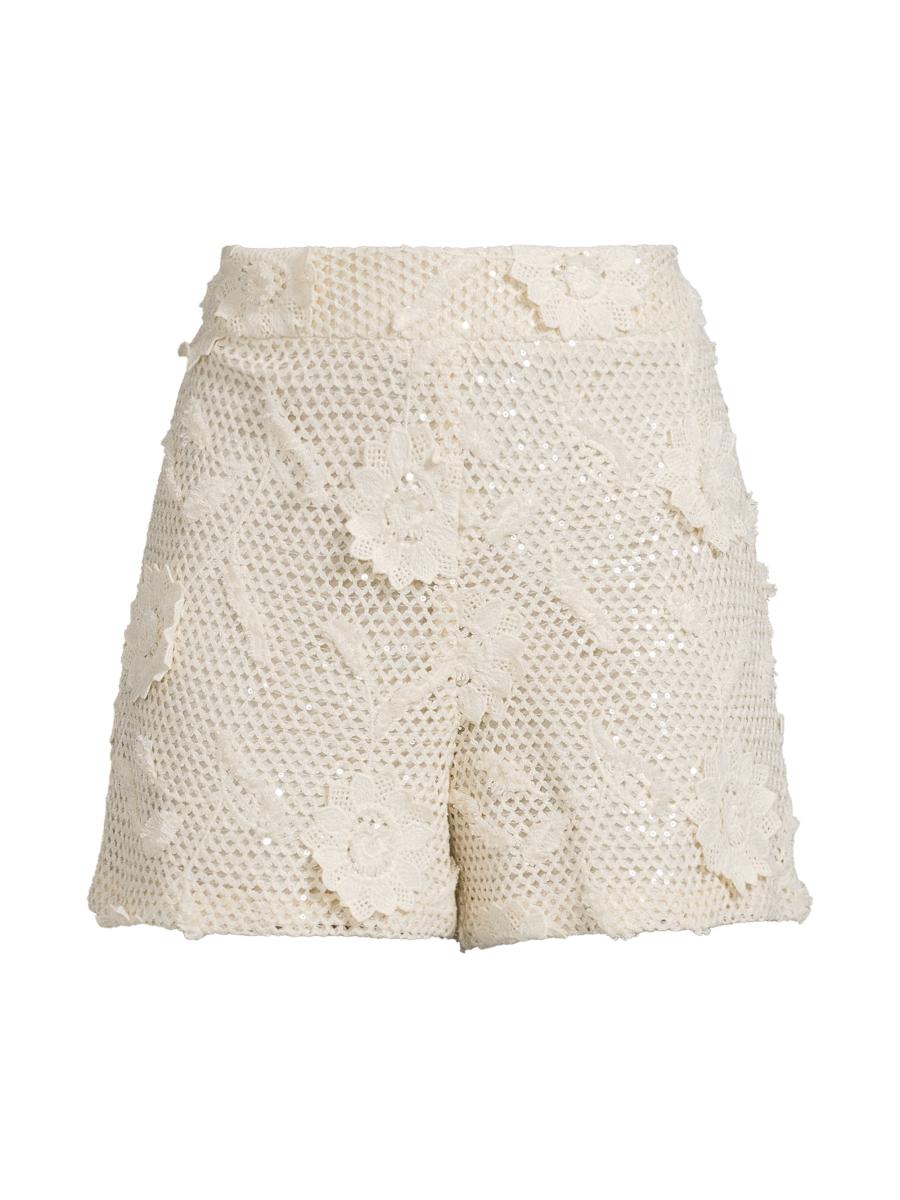 Milly Women's Sequin Crochet Shorts In White