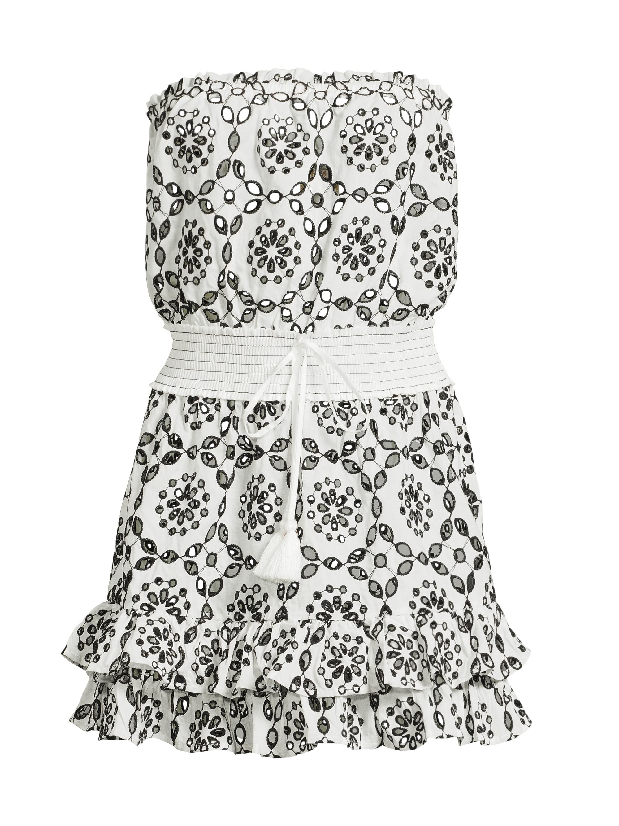 Milly Women's Verity Two-Tone Circle Eyelet Cover-Up Minidress - White Black