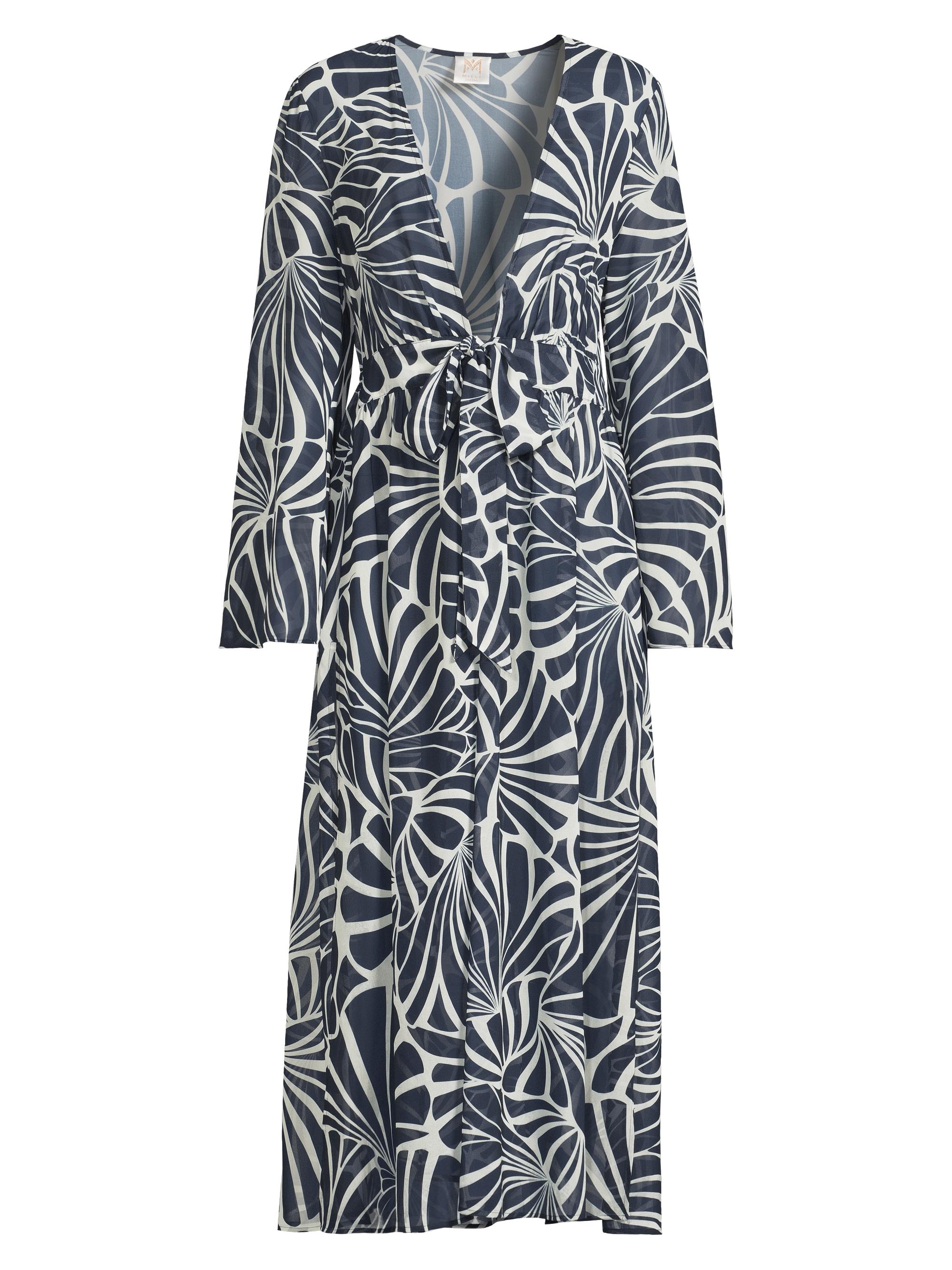 Milly Women's Vince Abstract Kai Print Chiffon Cover-Up - Navy White