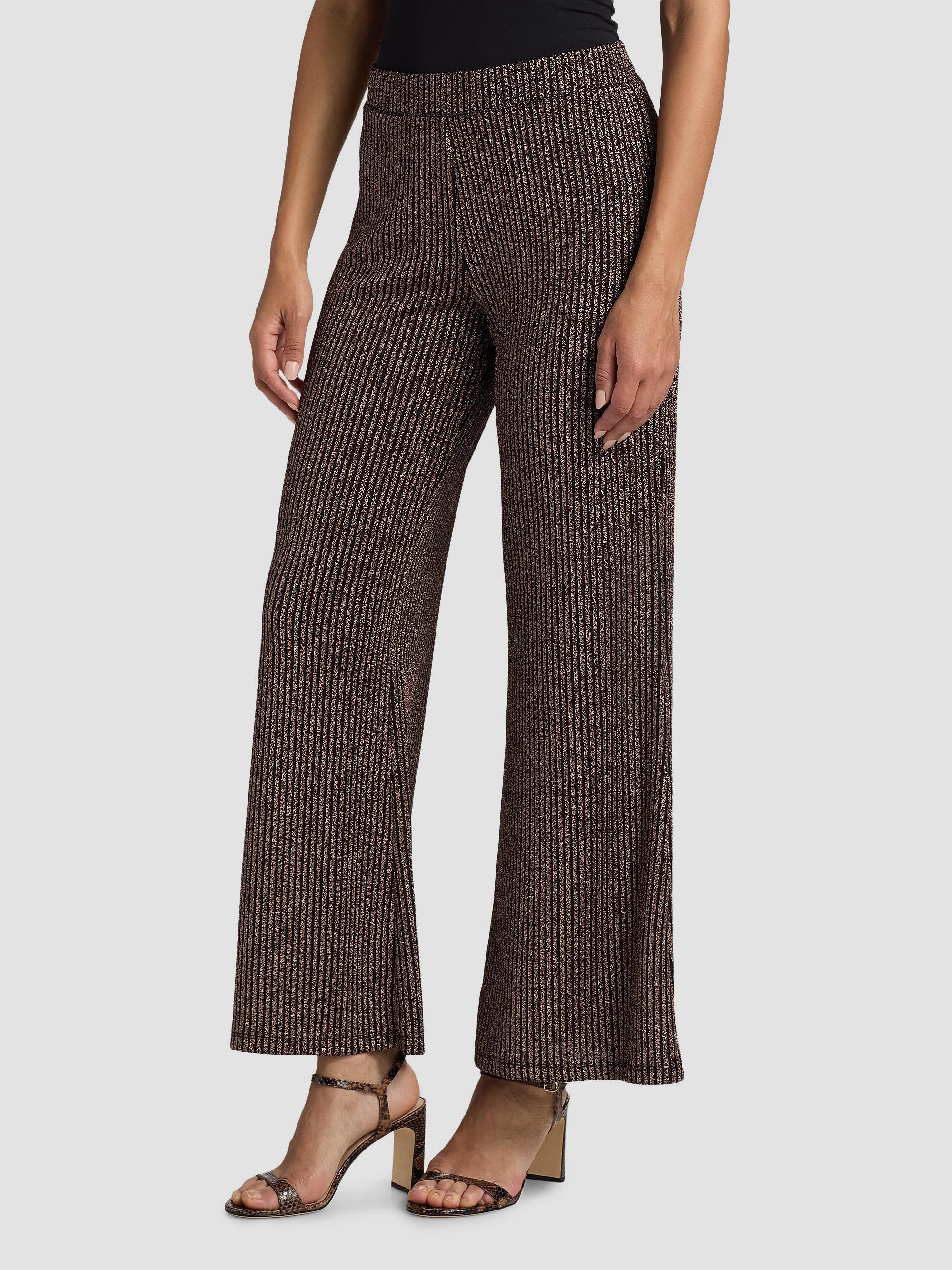 Johnny Was Jenna Easy Metallic Rib-Knit Pants | Saks Fifth Avenue
