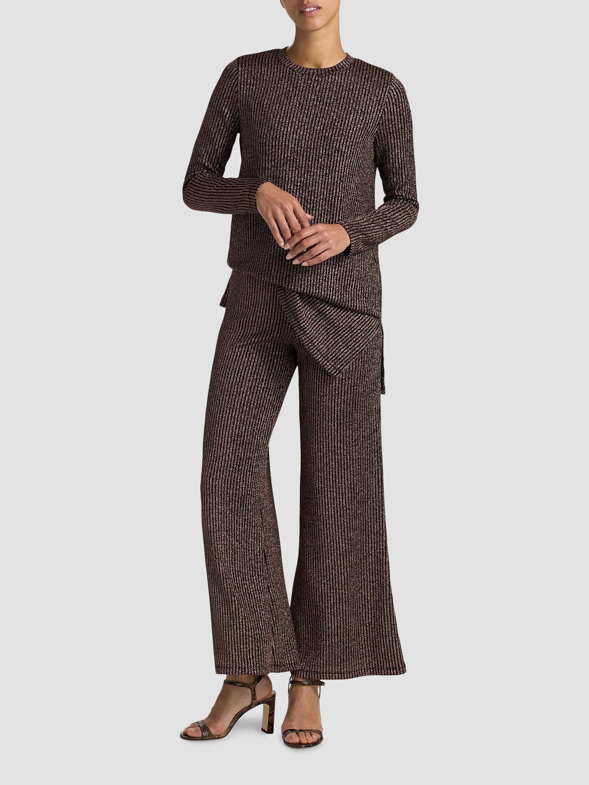 Johnny Was Jenna Easy Metallic Rib-Knit Pants | Saks Fifth Avenue