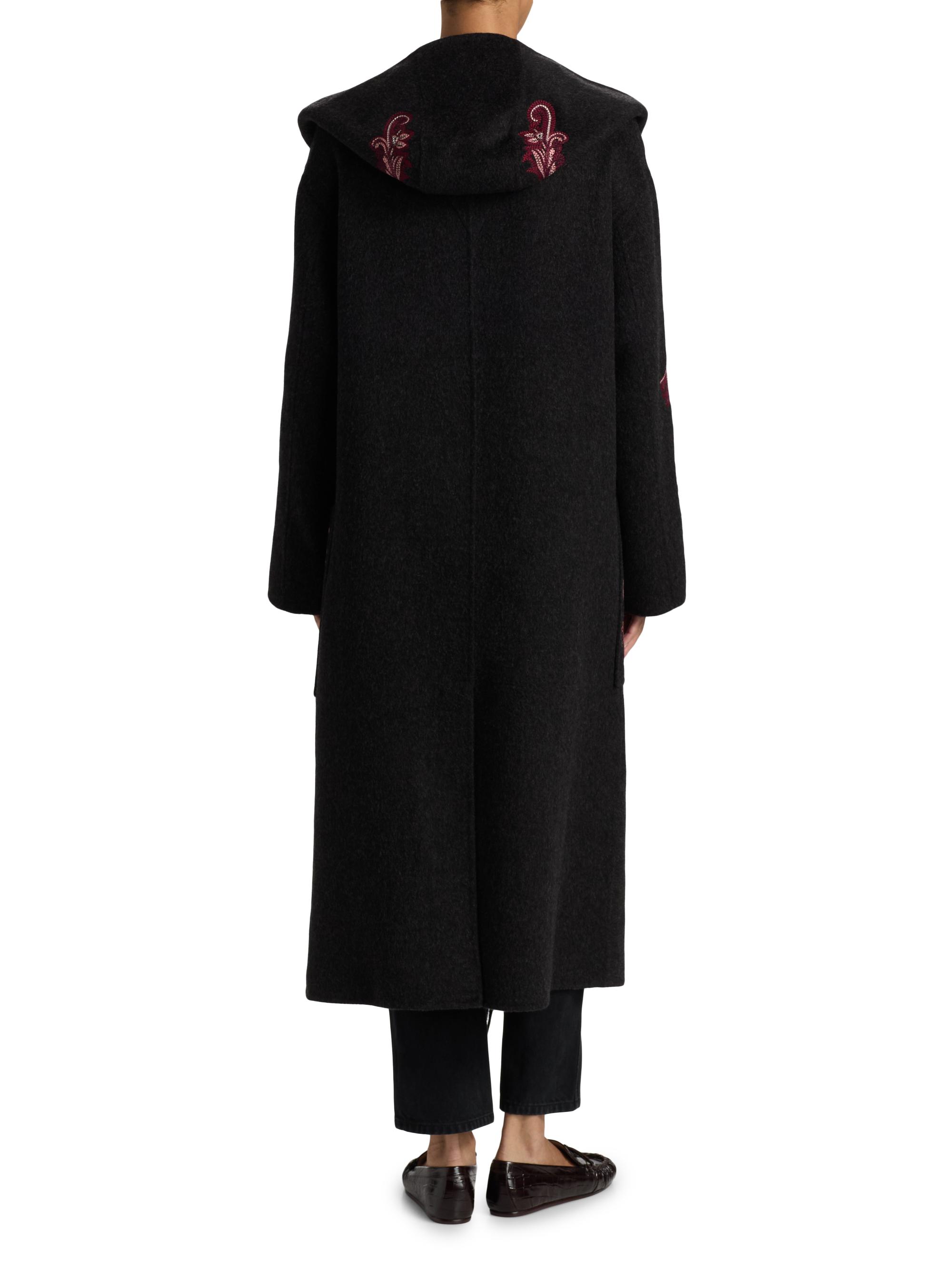 Johnny Was Chelli Floral-Embroidered Wool-Blend Fringe Coat | Saks