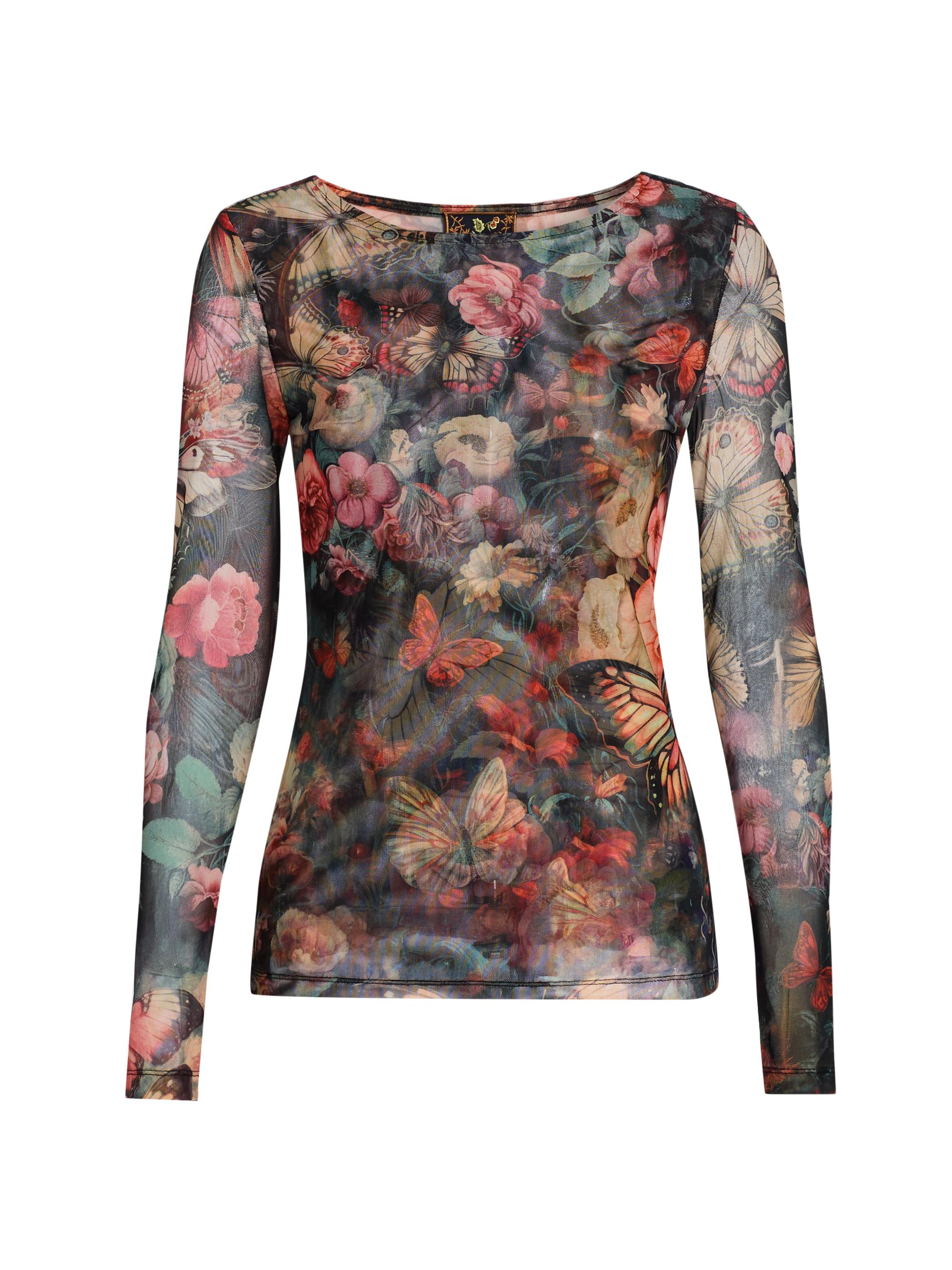 Johnny Was Women's Teyros Mesh Long-Sleeve T-Shirt - Teyros Scarf