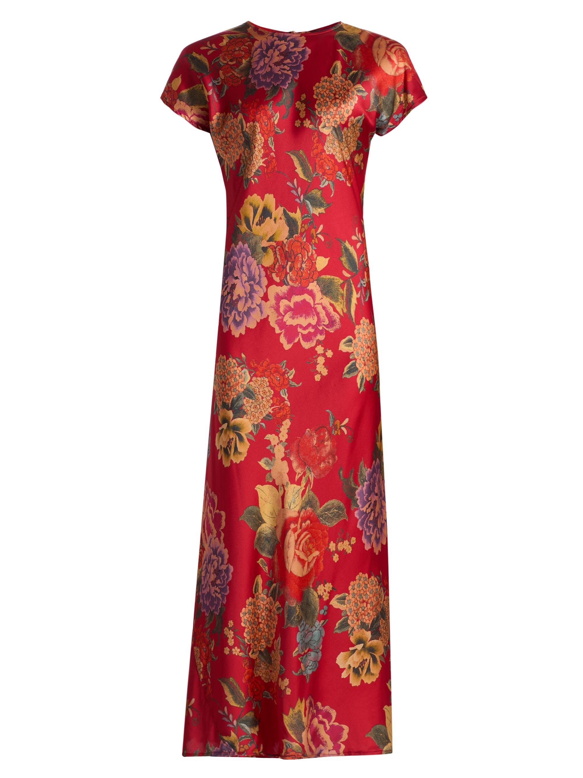 Johnny Was Women's Bias Dolman Floral Satin Dress - Ryuu Flower