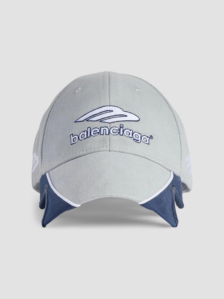 Balenciaga Cap in Taupe/Blue Balenciaga Visor Logo Cap  main image 2