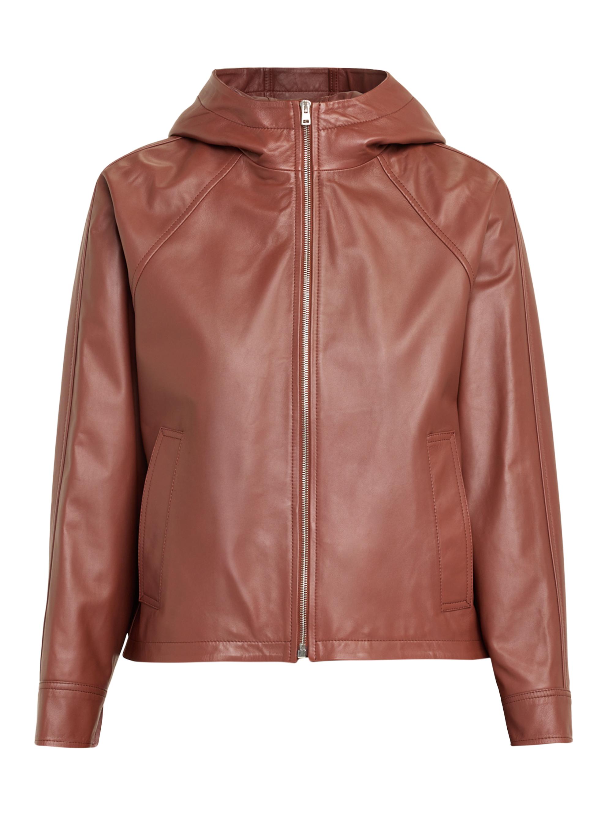 Yves Salomon Women's Hooded Leather Zip Jacket - Sumac
