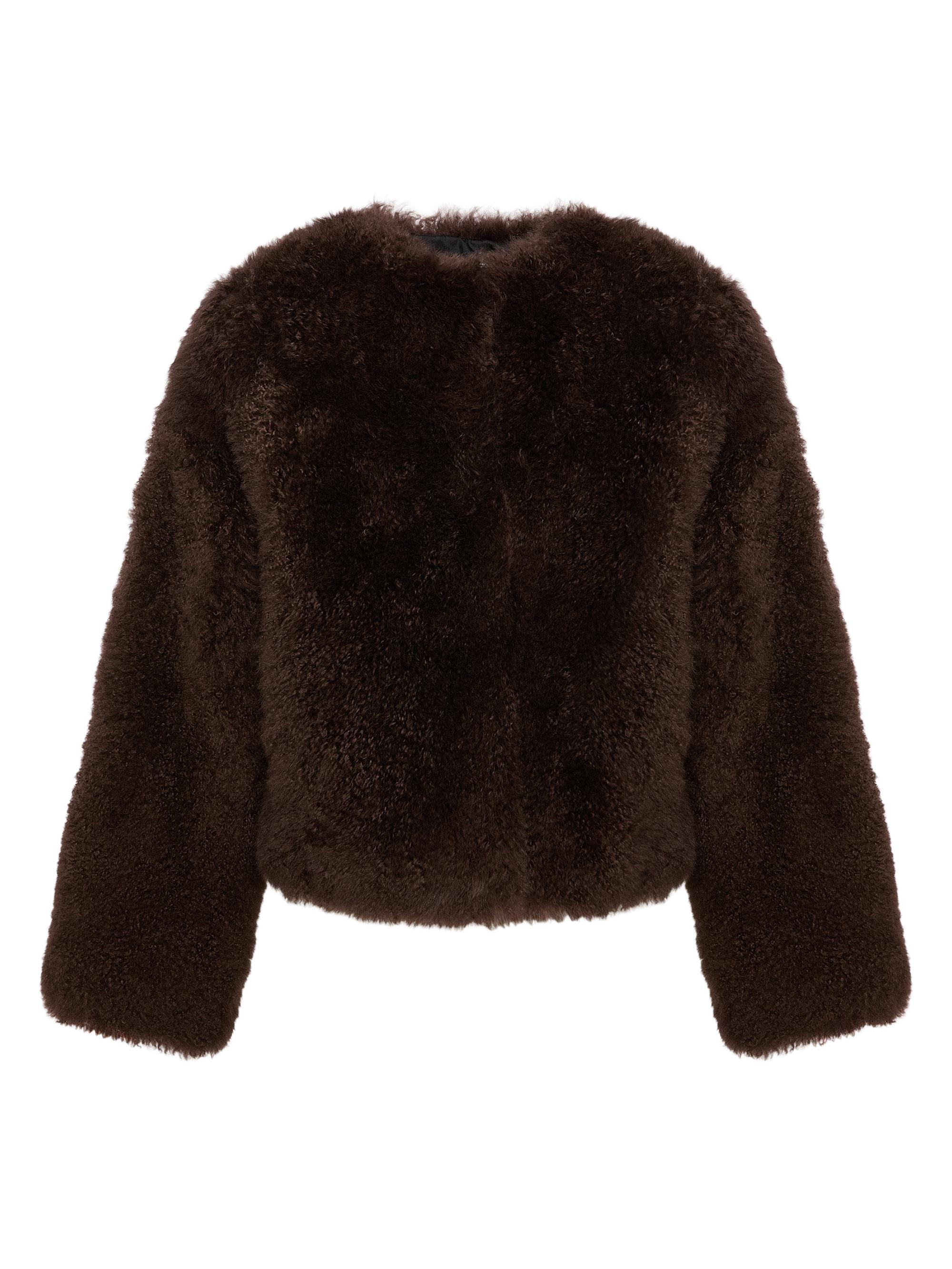 Yves Salomon Women's Shearling Collarless Jacket - Mocha