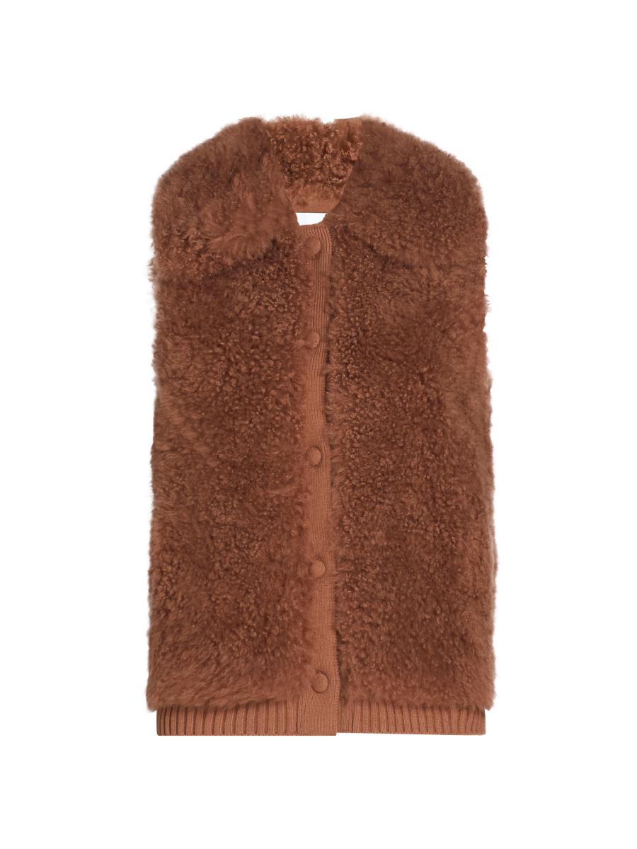 Yves Salomon Women's Shearling Wool Knit Vest