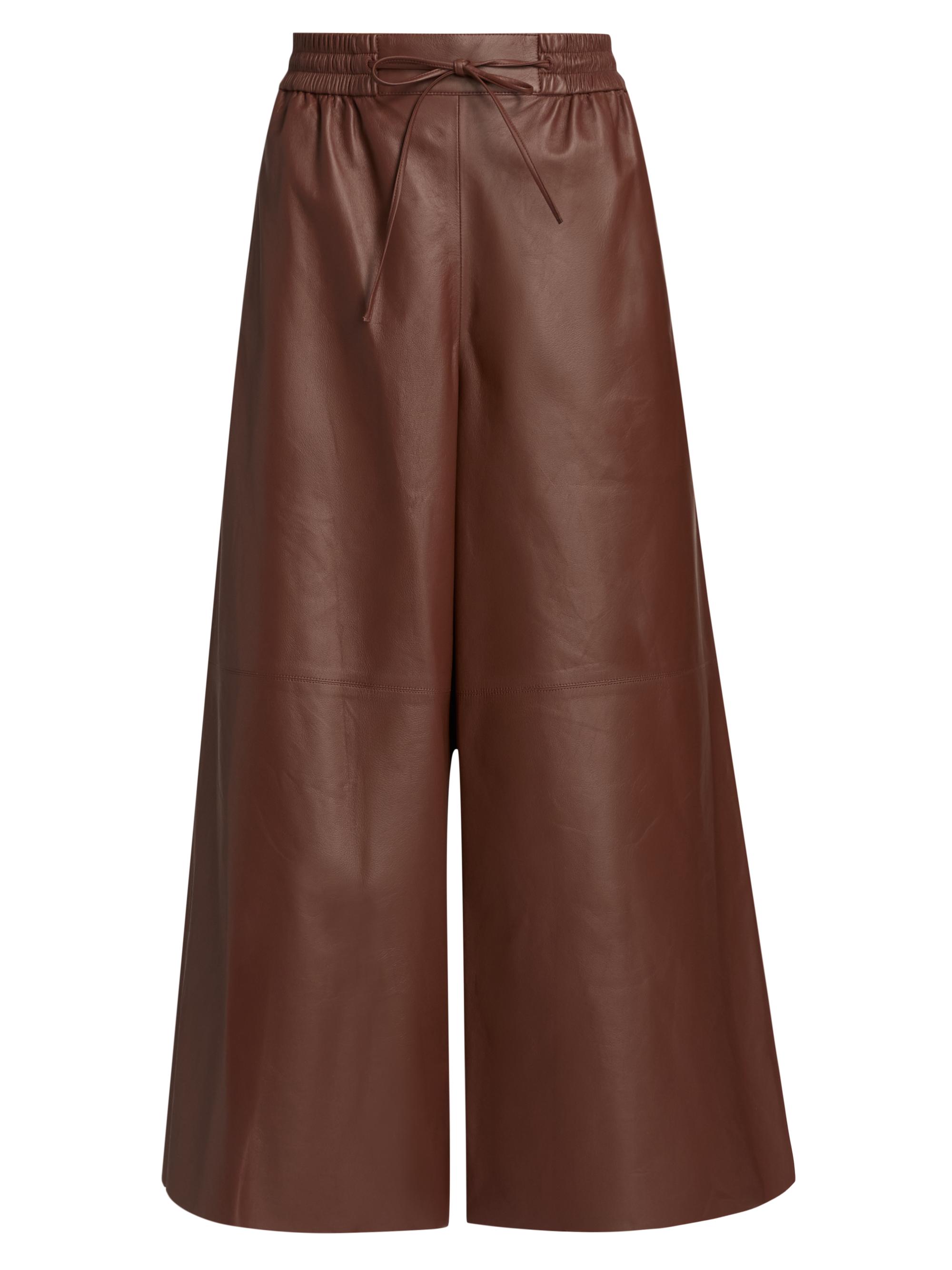 Yves Salomon Women's Leather Wide-Leg Culottes - Sumac