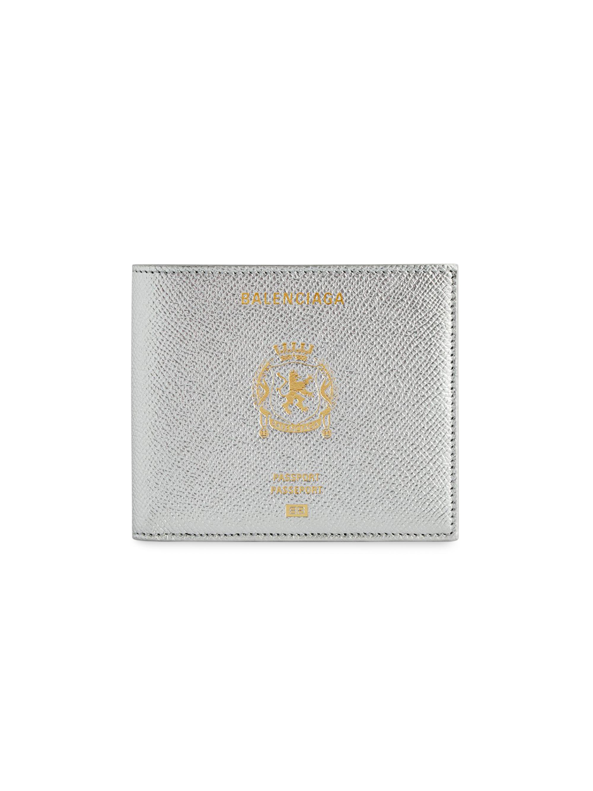 Balenciaga Men's Passport Square Folded Wallet - Silver