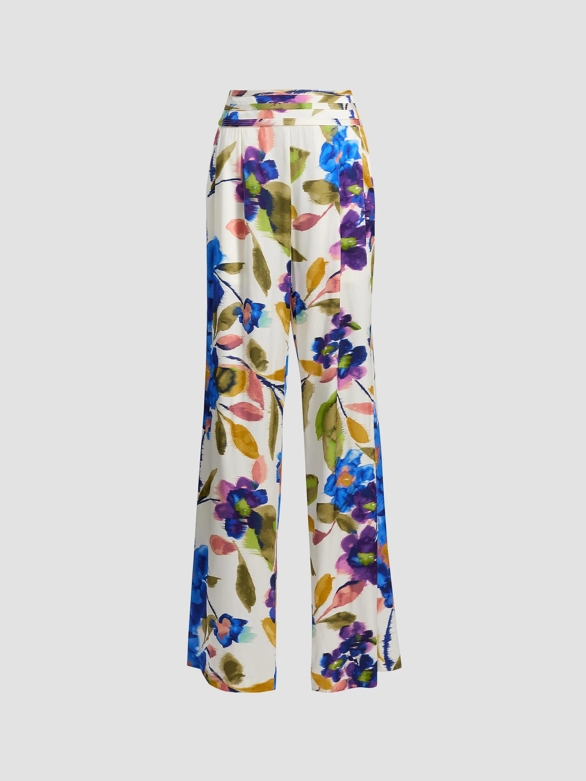 Ramy Brook Joss Floral Stretch Silk Wide-Leg Pants | Saks Fifth Avenue