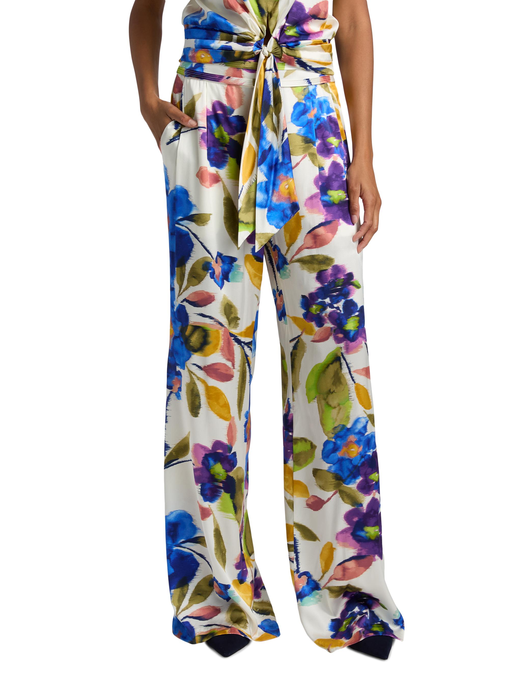Ramy Brook Joss Floral Stretch Silk Wide-Leg Pants | Saks Fifth Avenue