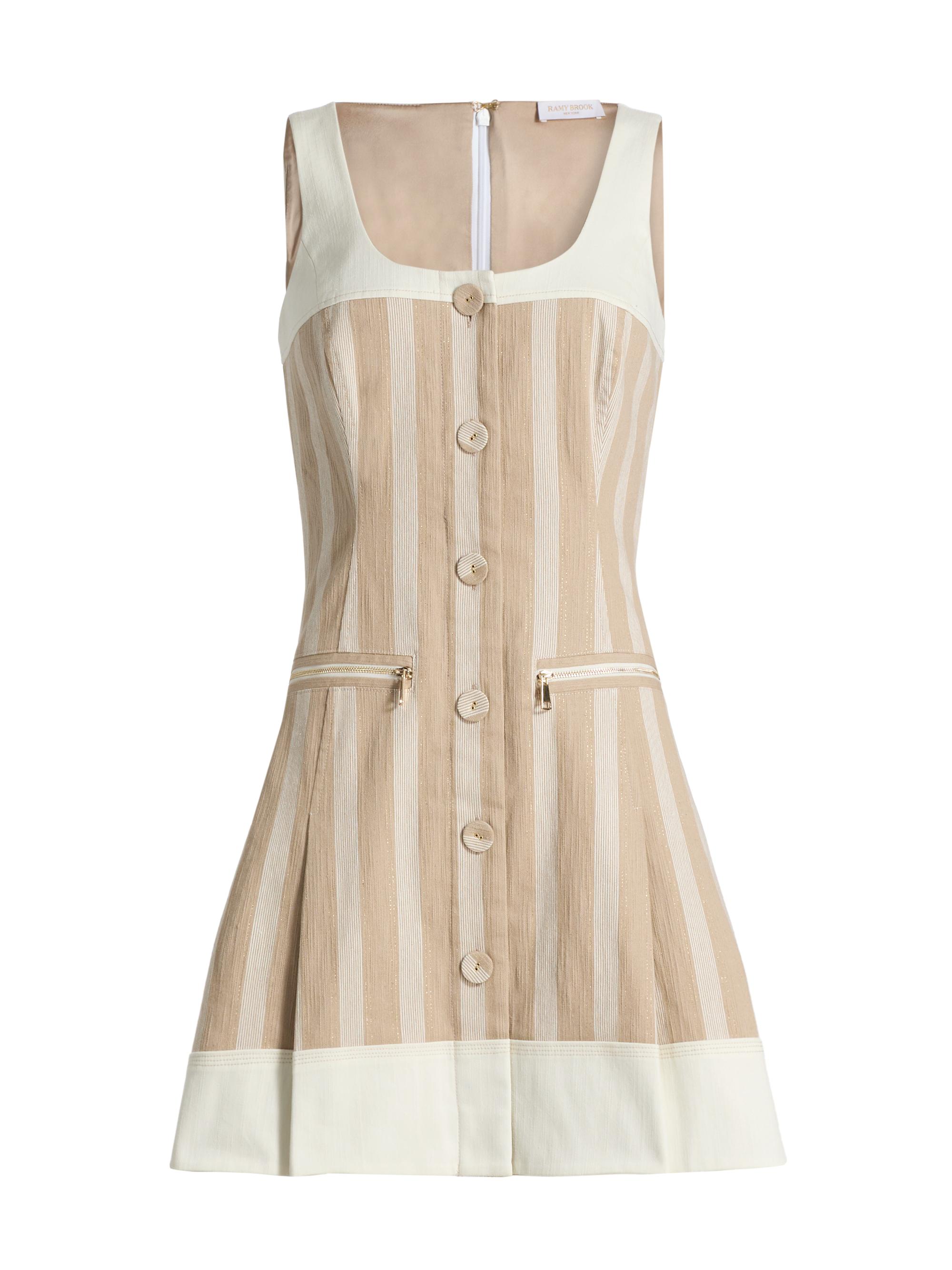 Ramy Brook Women's Francesca Striped Button-Front Minidress - Sandstone Cotton Stripe