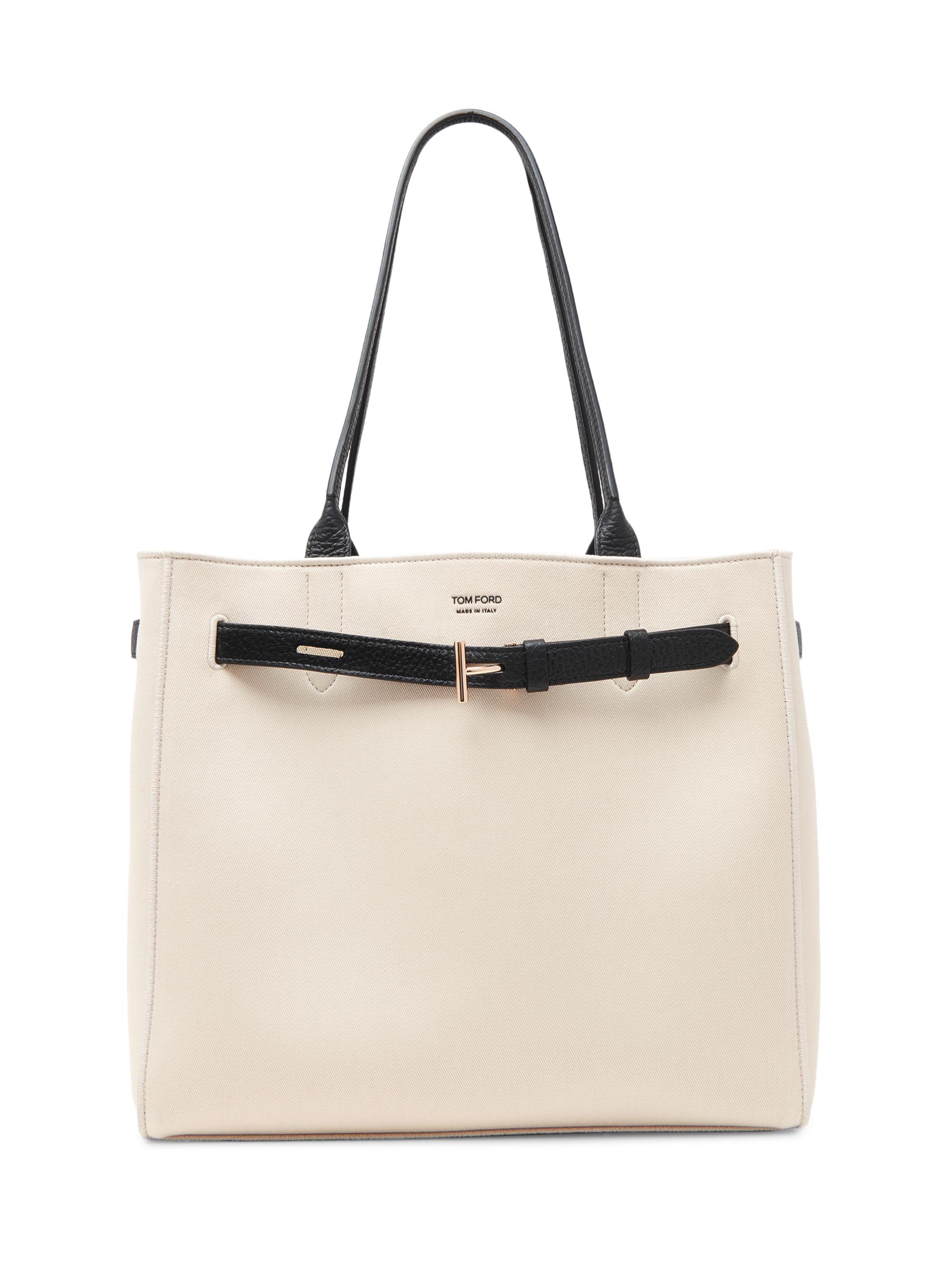 TOM FORD Women's  Audrey Leather-Trim Tote Bag - Ecru Black