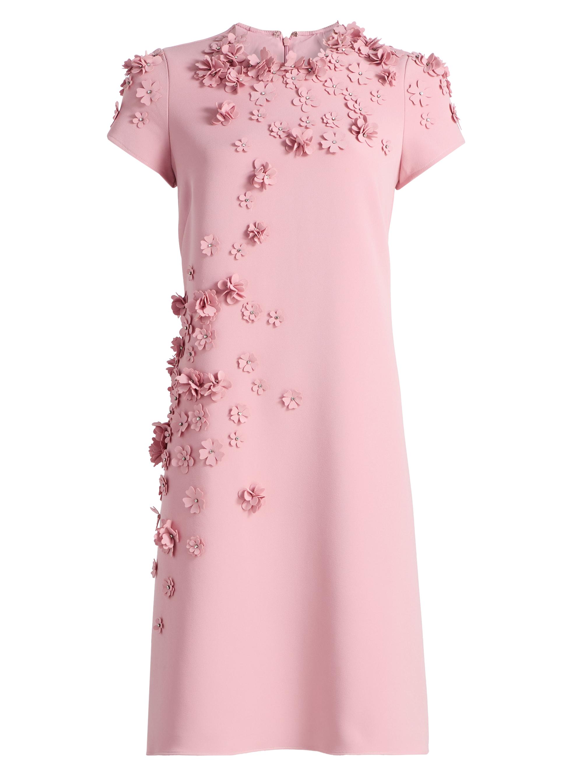 Teri Jon by Rickie Freeman Women's 3D-Floral Crepe A-Line Knee-Length Dress - Rose Pink - Women's Clothing