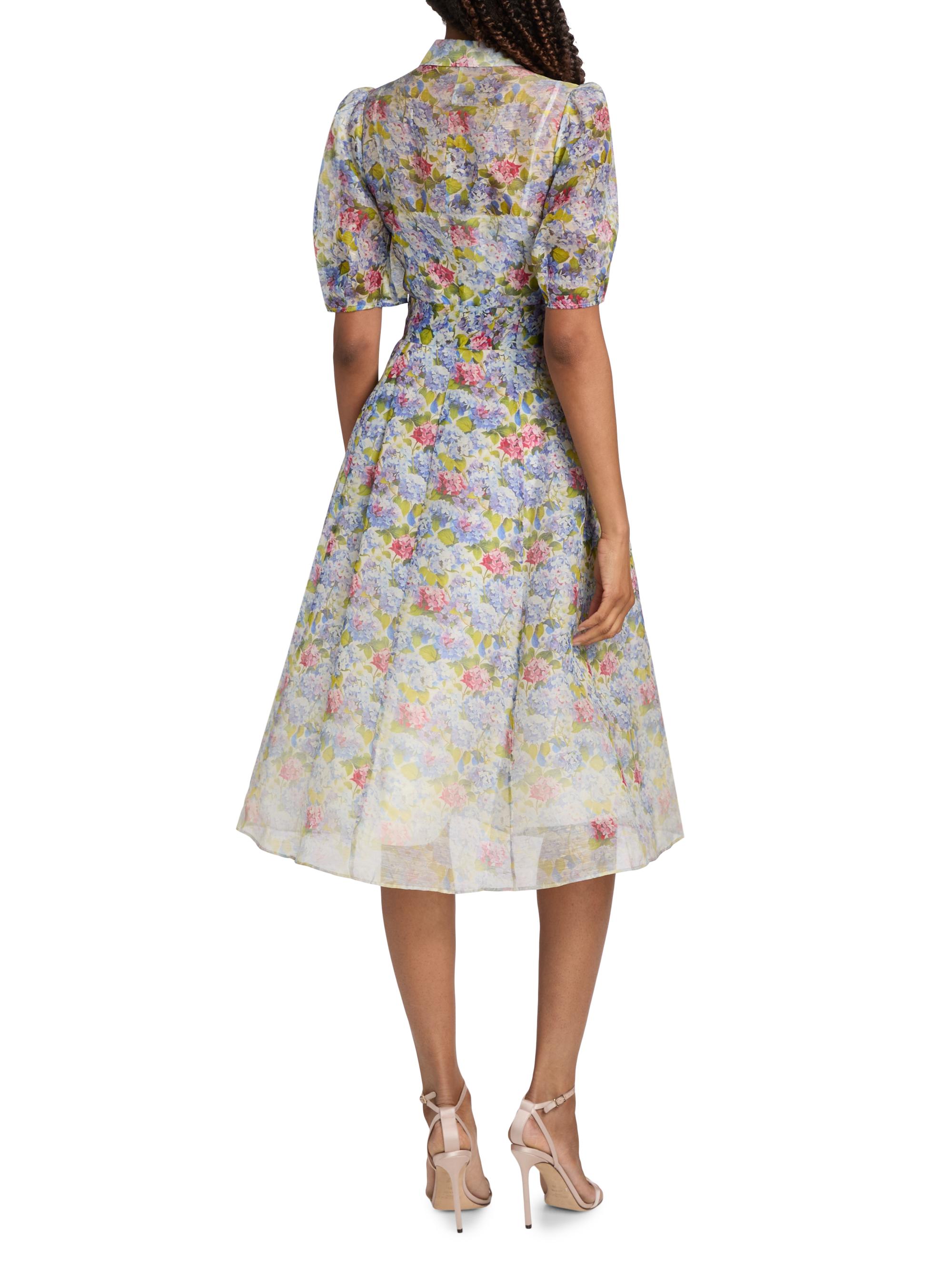 rickie freeman for teri jon puff-sleeve jacquard cocktail dress Teri Jon by Rickie Freeman Metallic Jacquard Off-The-Shoulder Cocktail Dress