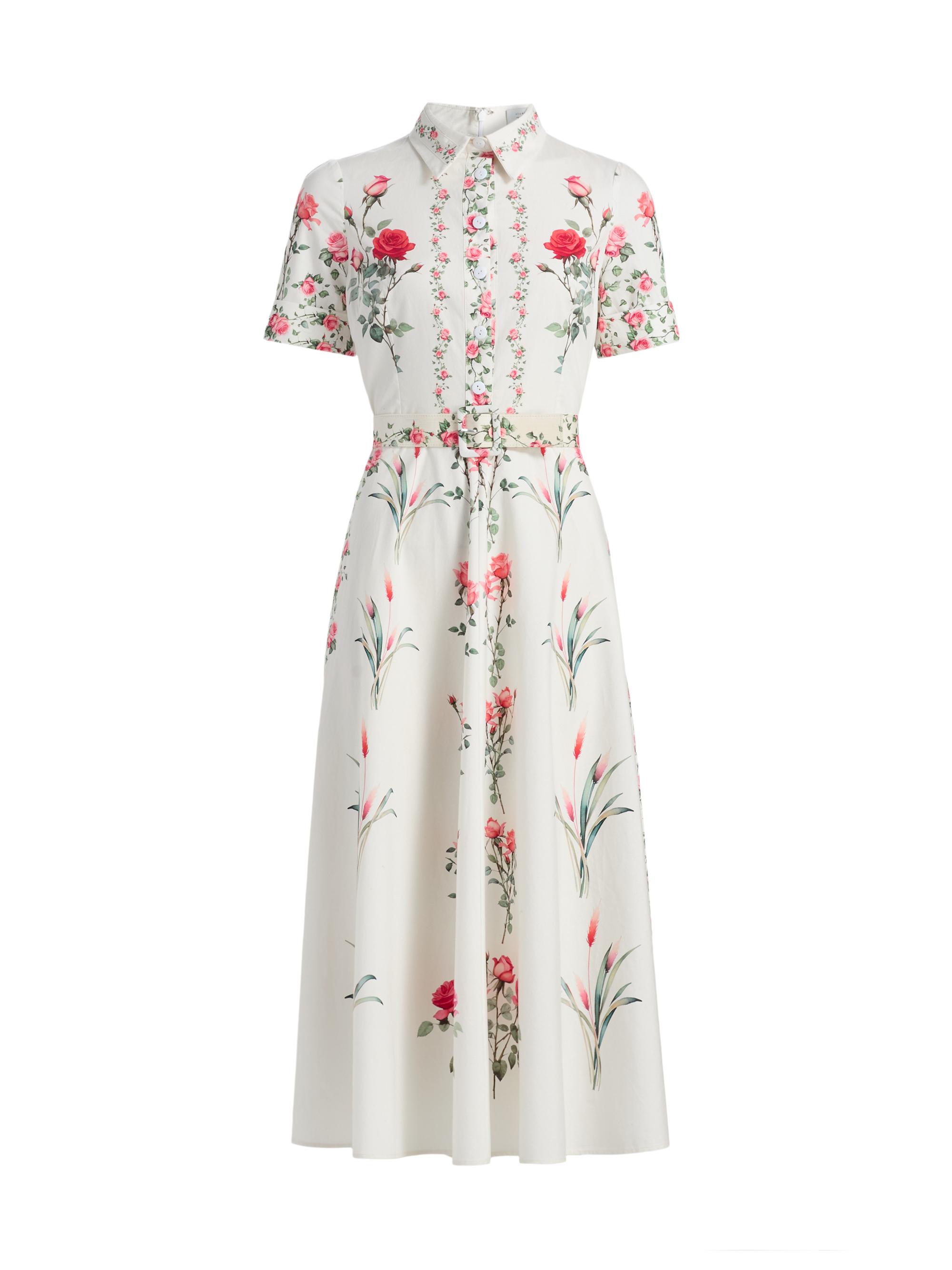 Teri Jon by Rickie Freeman Women's Floral Shirtwaist Belted Cocktail Midi-Dress - White Mult