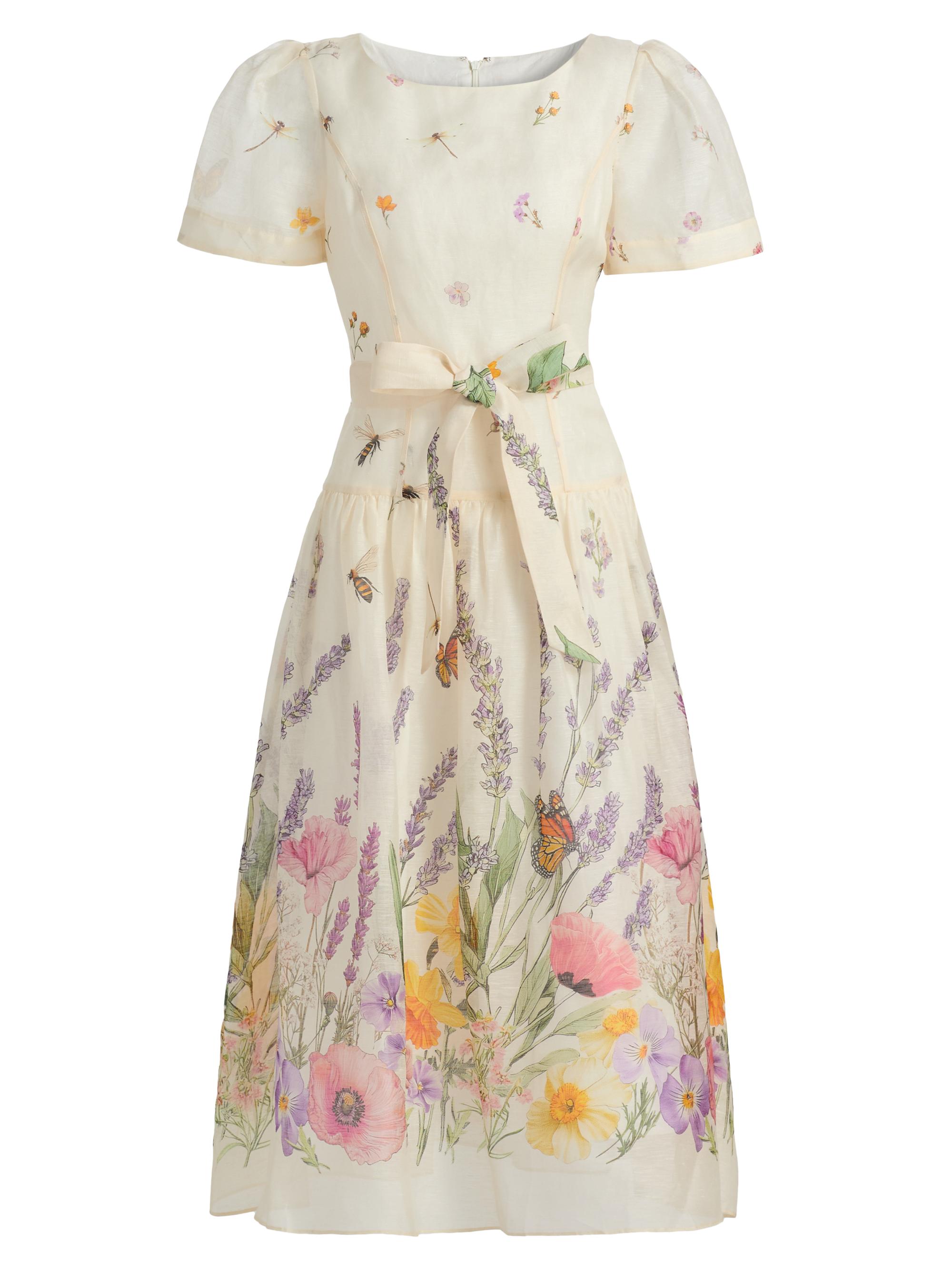 Teri Jon by Rickie Freeman Women's Floral-Print Linen-Silk Midi-Dress -  Multi