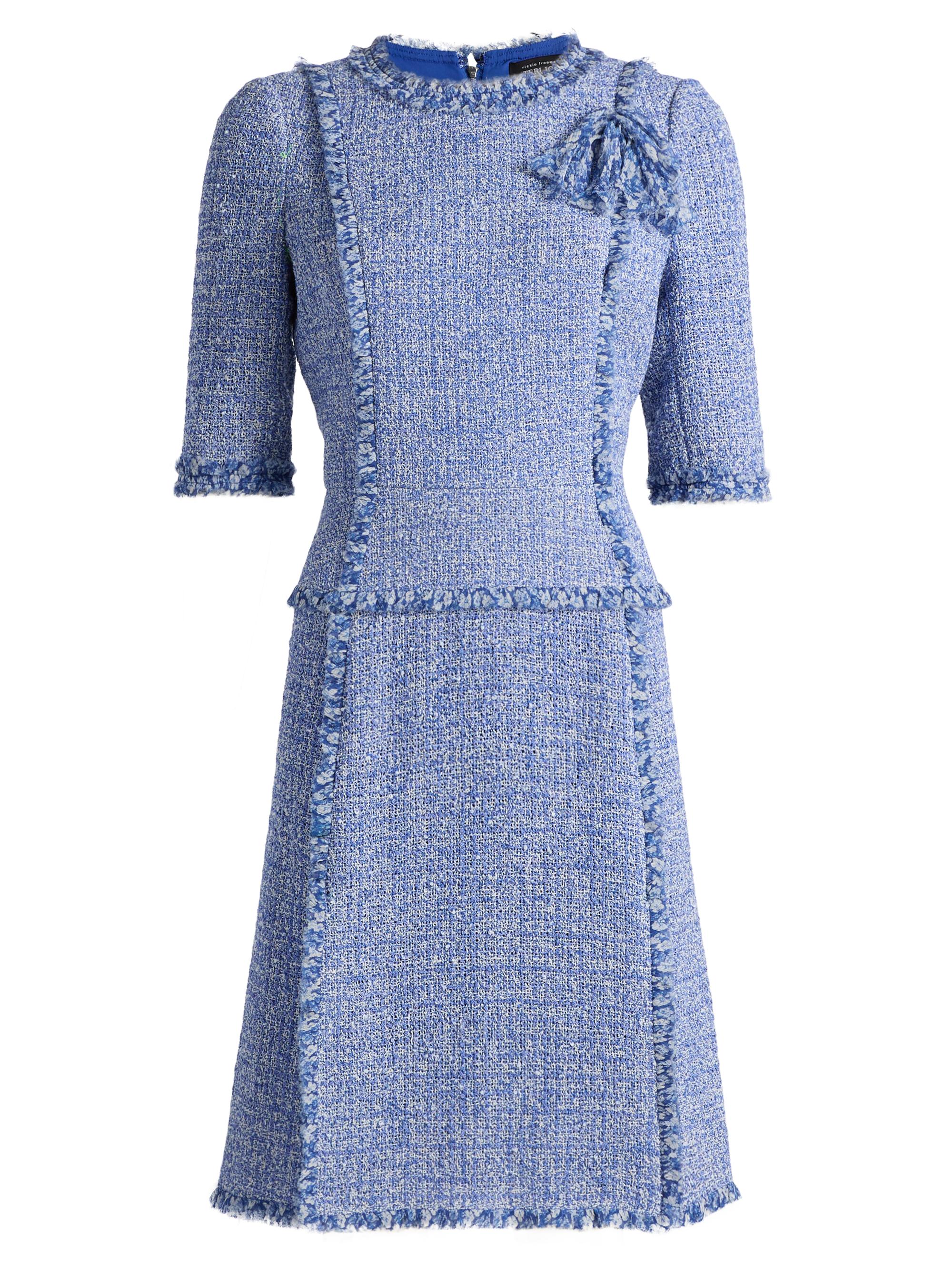 Teri Jon by Rickie Freeman Women's Tweed Chiffon-Ruffle Minidress - Blue White