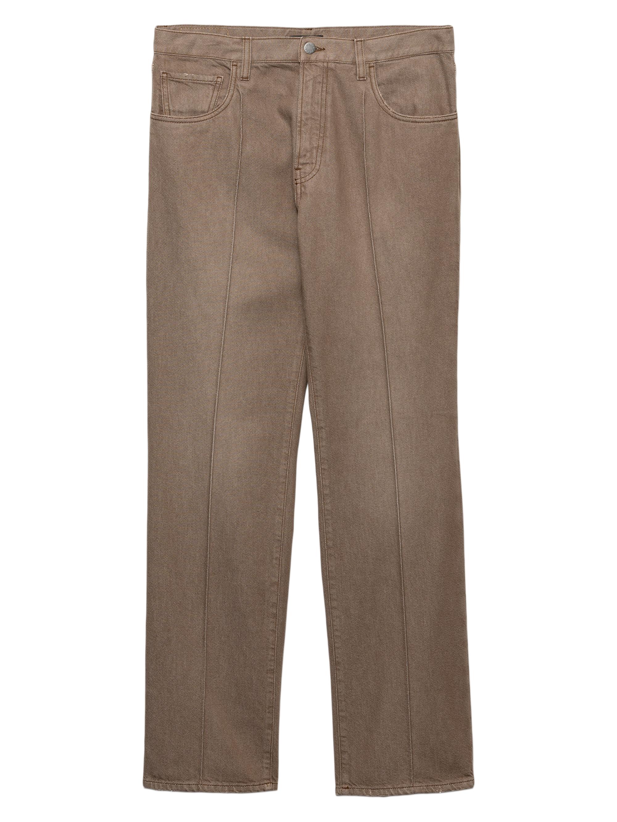 Prada Men's Five-Pocket Washed Denim Jeans - Brown
