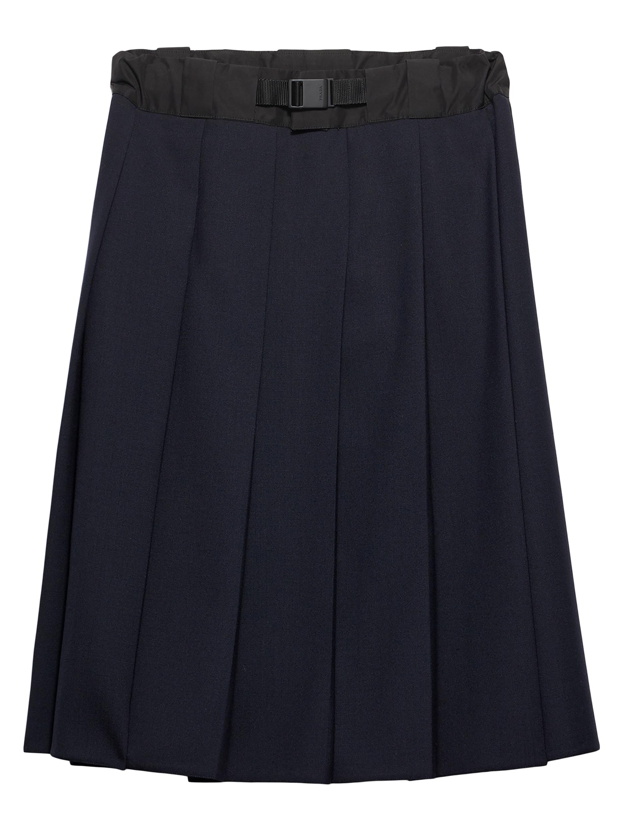 Prada Women's Hopsack and Technical Fabric Midi-Skirt - Blue - Women's Clothing