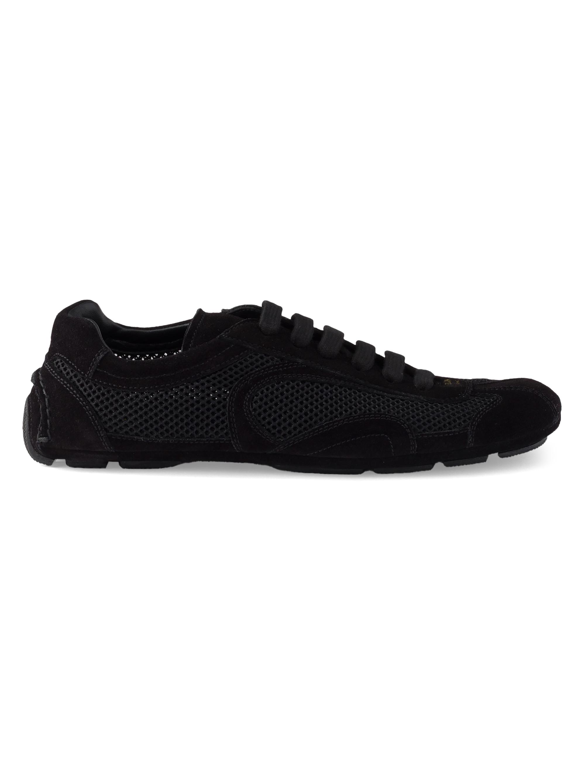 Prada Women's Montecarlo Suede and Mesh Sneakers - Black