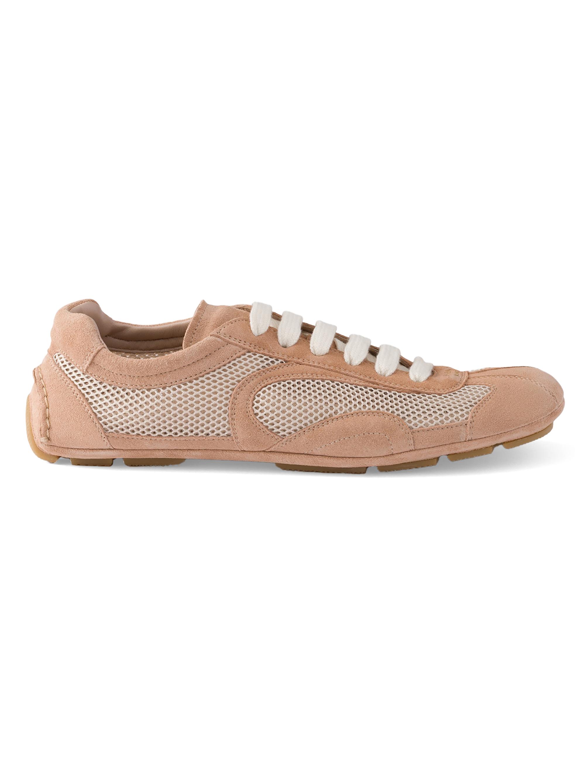 Prada Women's Montecarlo Suede and Mesh Sneakers - Pink