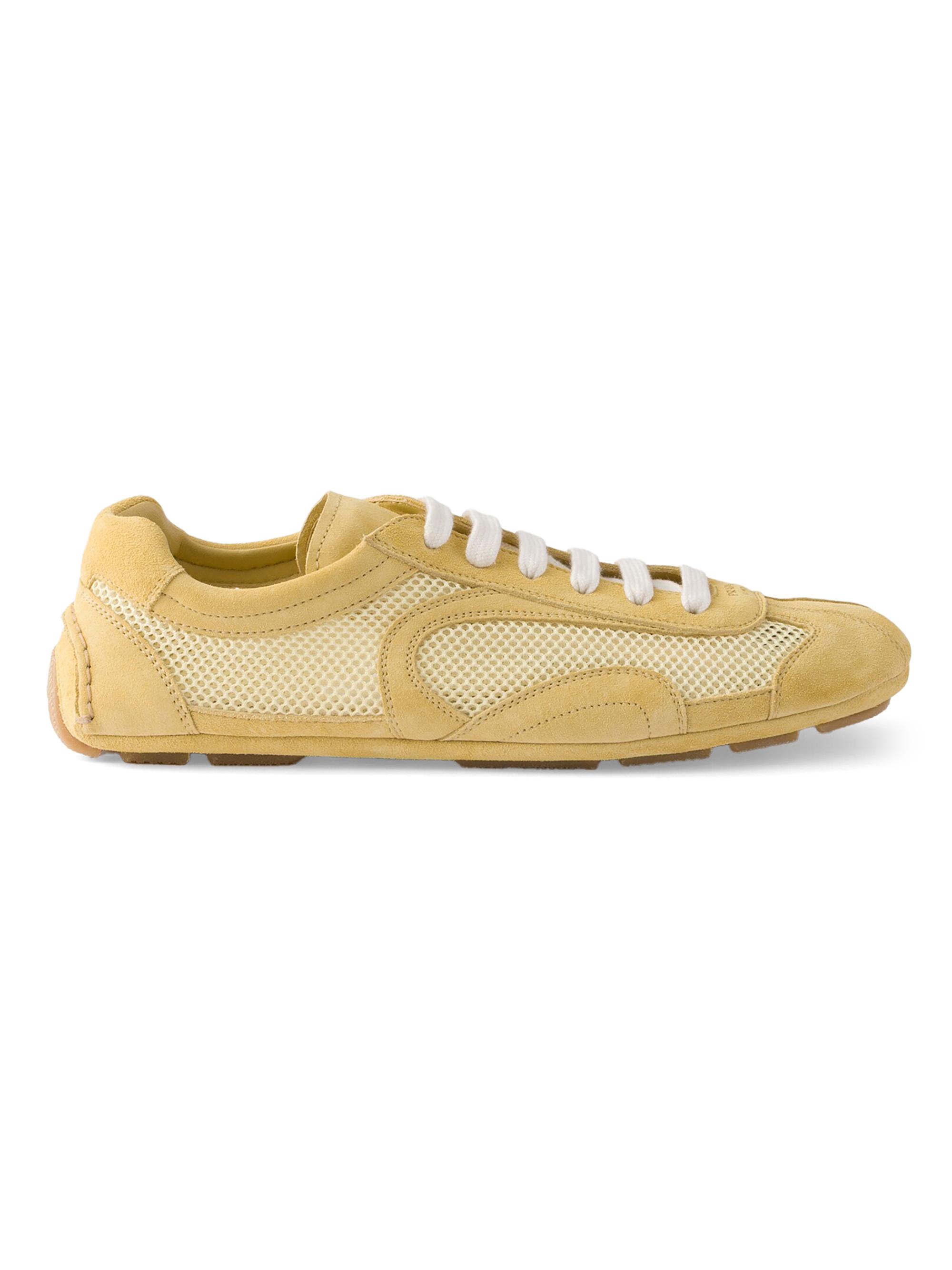 Prada Women's Montecarlo Suede and Mesh Sneakers - Yellow