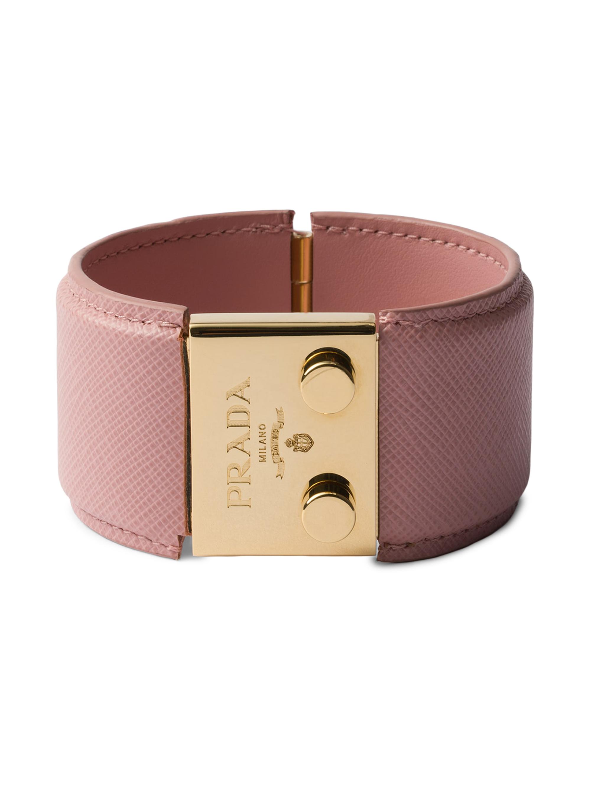 Prada Women's Metal and Saffiano Leather Bracelet - Pink