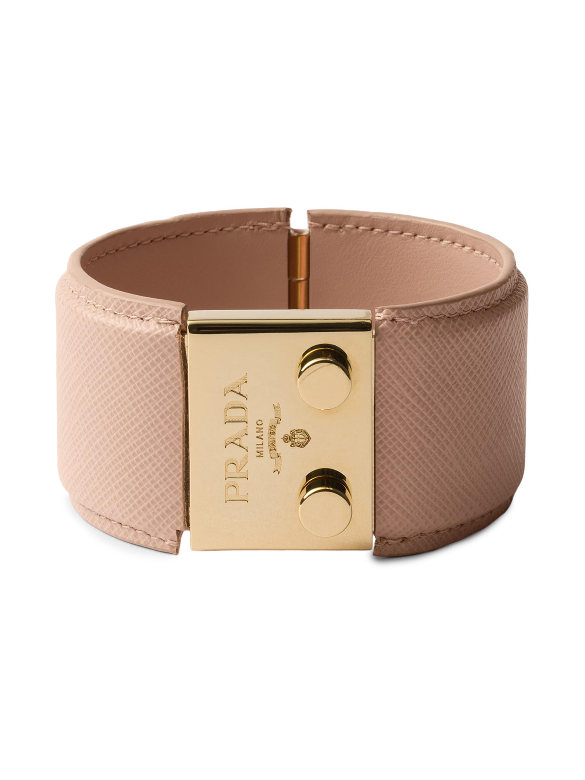 Prada Women's Metal and Saffiano Leather Bracelet - Soft Pink
