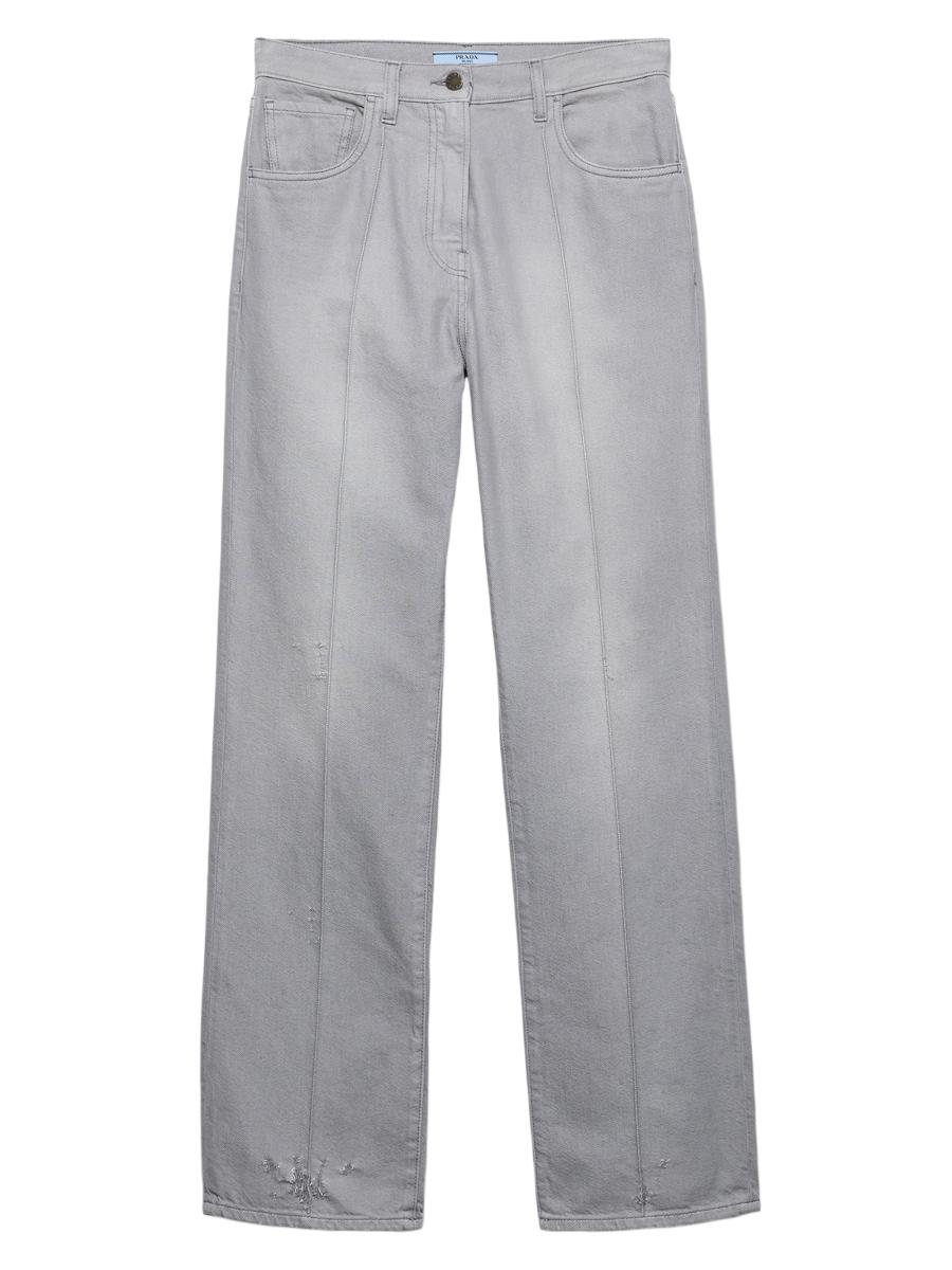Prada Women's Washed Denim Jeans In Gray