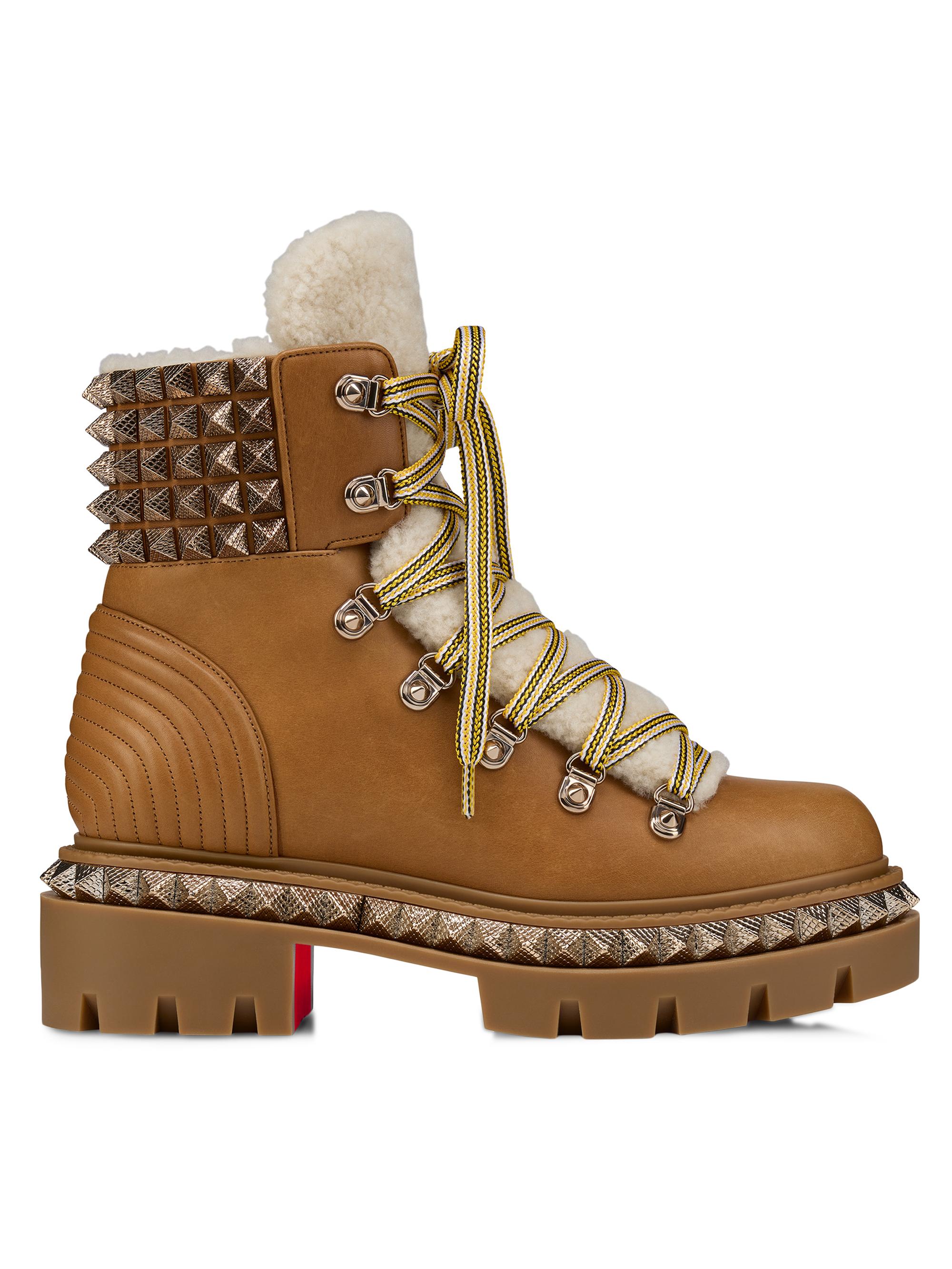 Christian Louboutin Pyrayeti Waxed Leather Lace-Up Booties | Saks