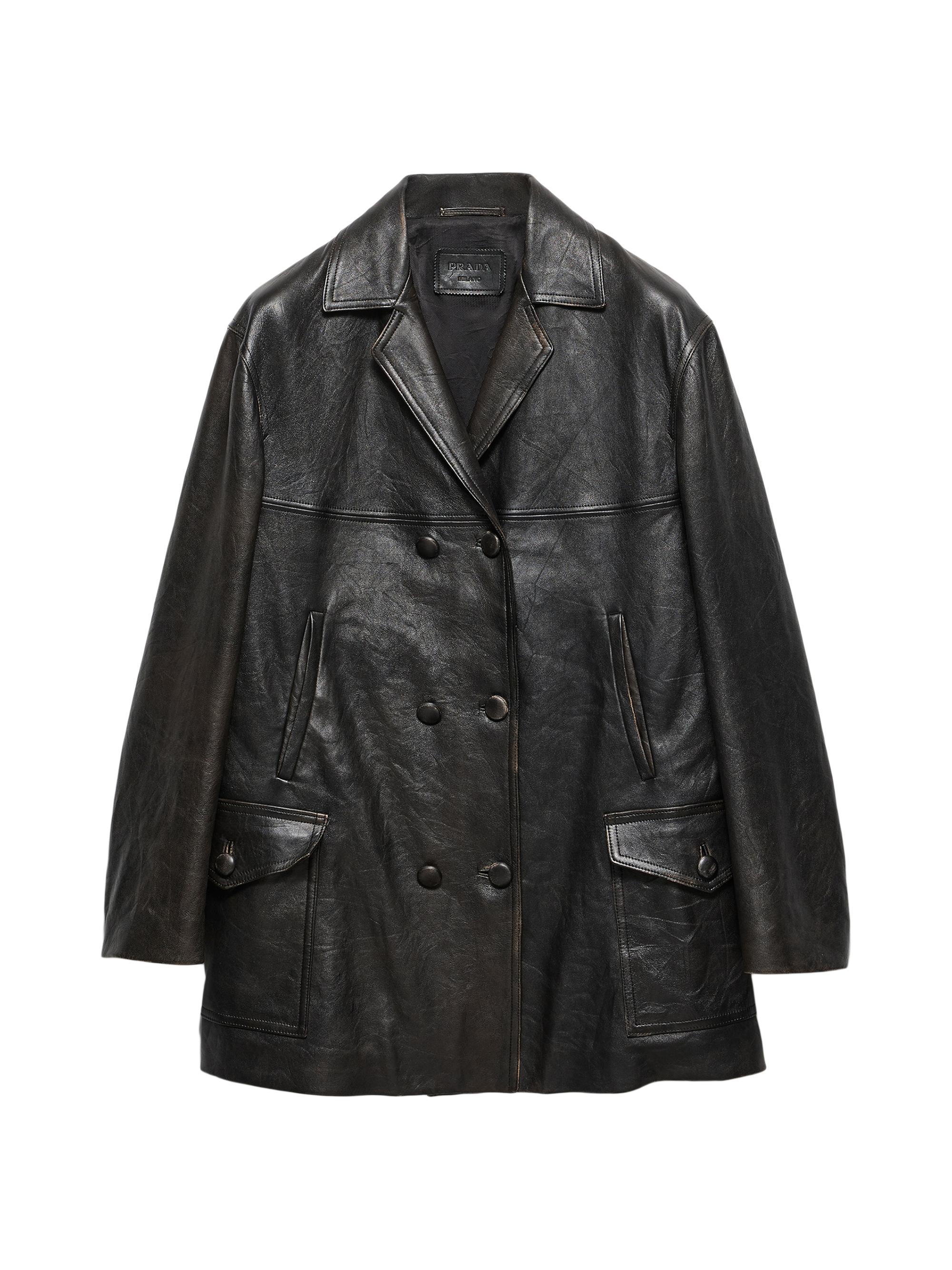 Prada Double-Breasted Nappa Leather Caban Jacket | Saks Fifth Avenue