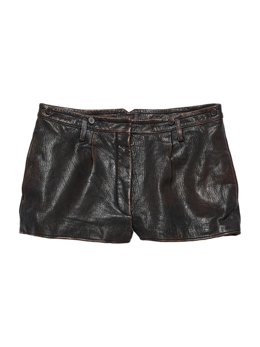 Prada Women's Leather Shorts In Brown
