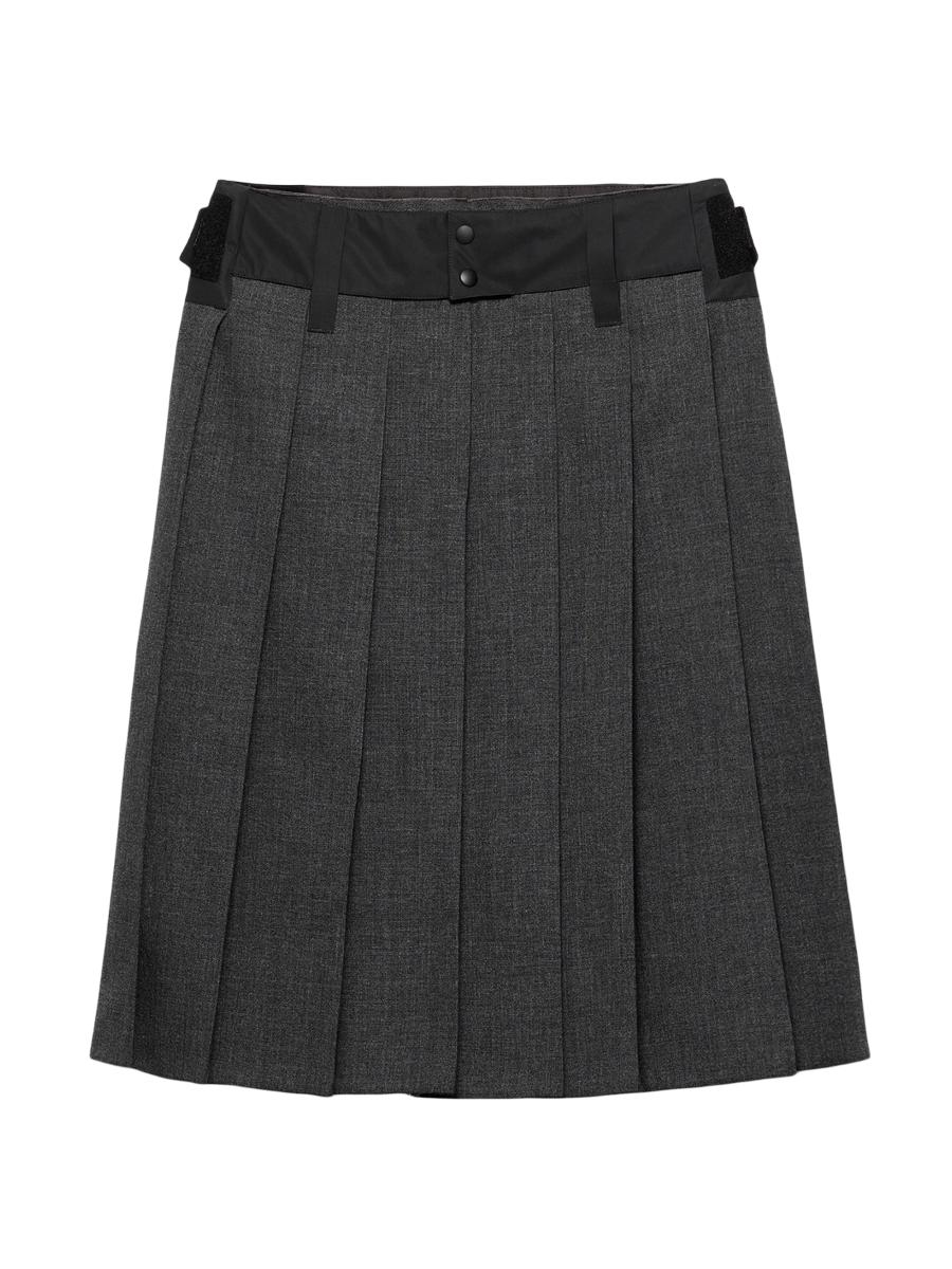 Prada Pleated Hopsack and Technical Fabric Skirt | Saks Fifth Avenue