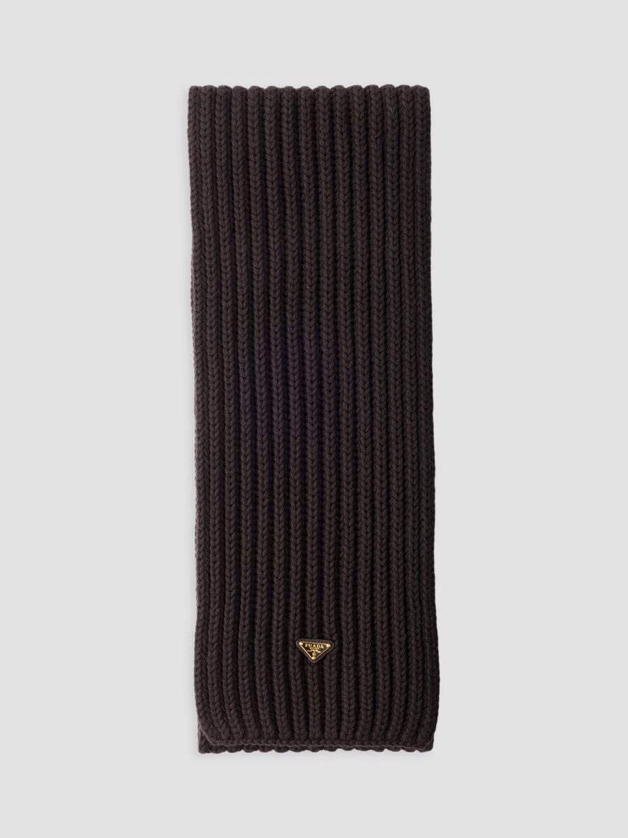 Prada Women's Wool Scarf In Dark Brown